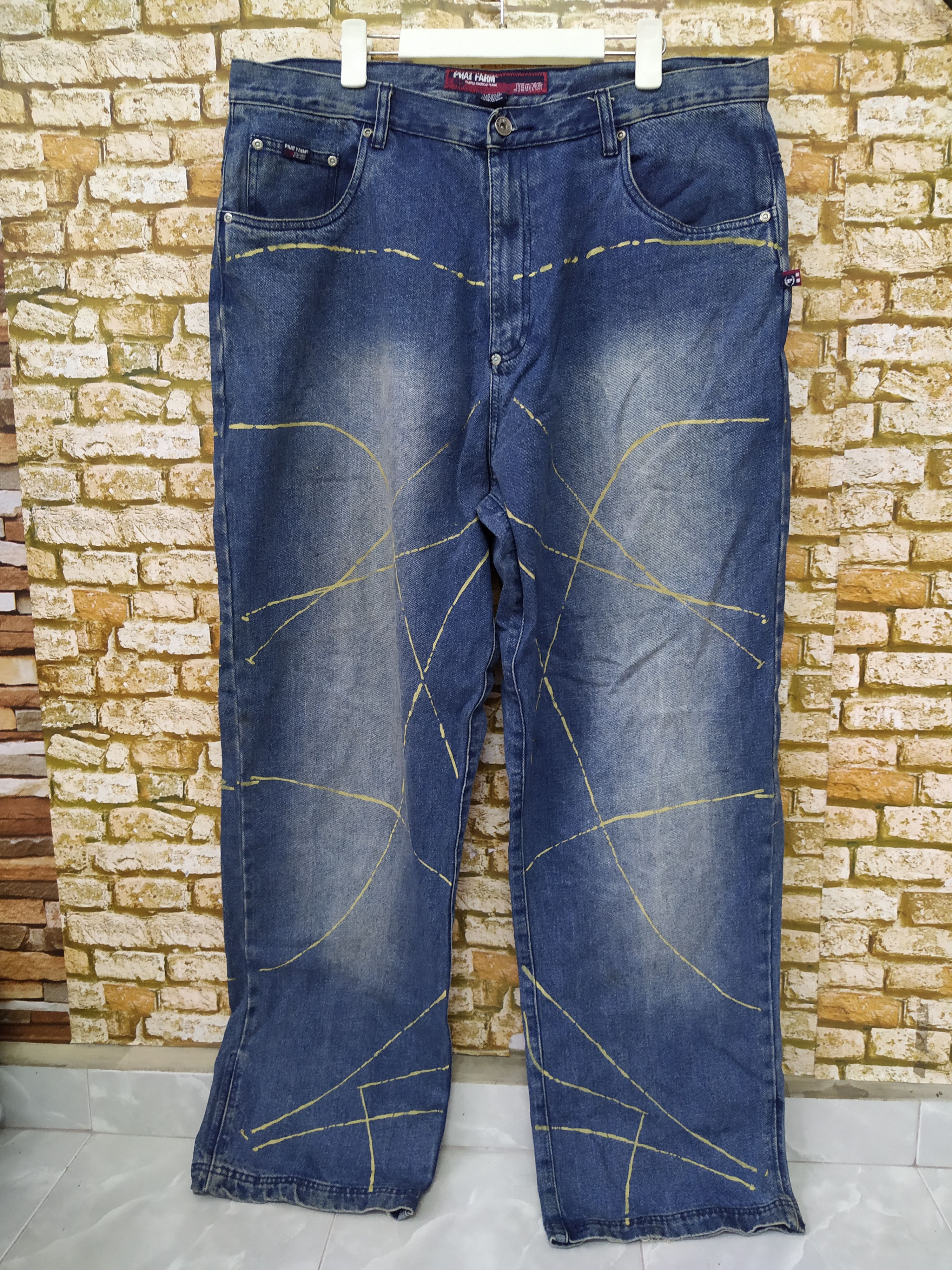 Phat Farm 90s PHAT FARM BAGGY DENIM PAINT (B695) W39 Size US 39 - 5 Thumbnail