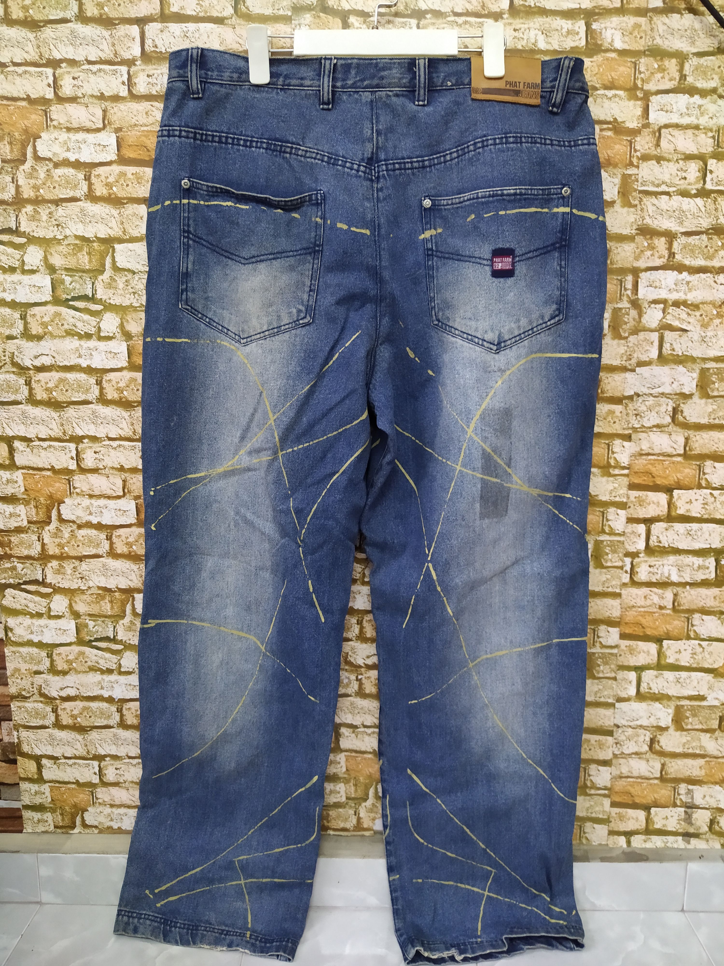 90s PHAT FARM BAGGY DENIM PAINT (B695) W39