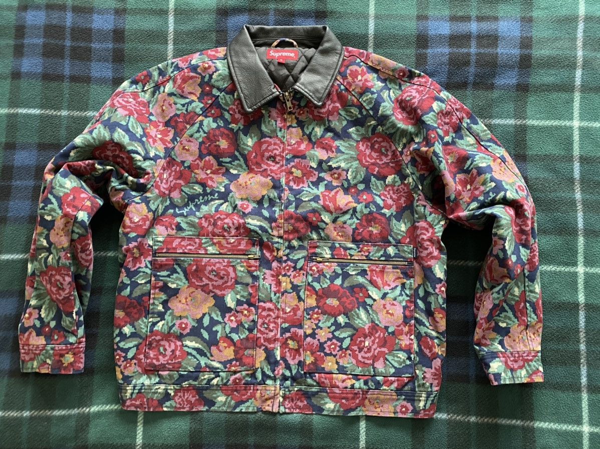 Supreme Supreme Leather Collar Work Jacket Digi Floral | Grailed