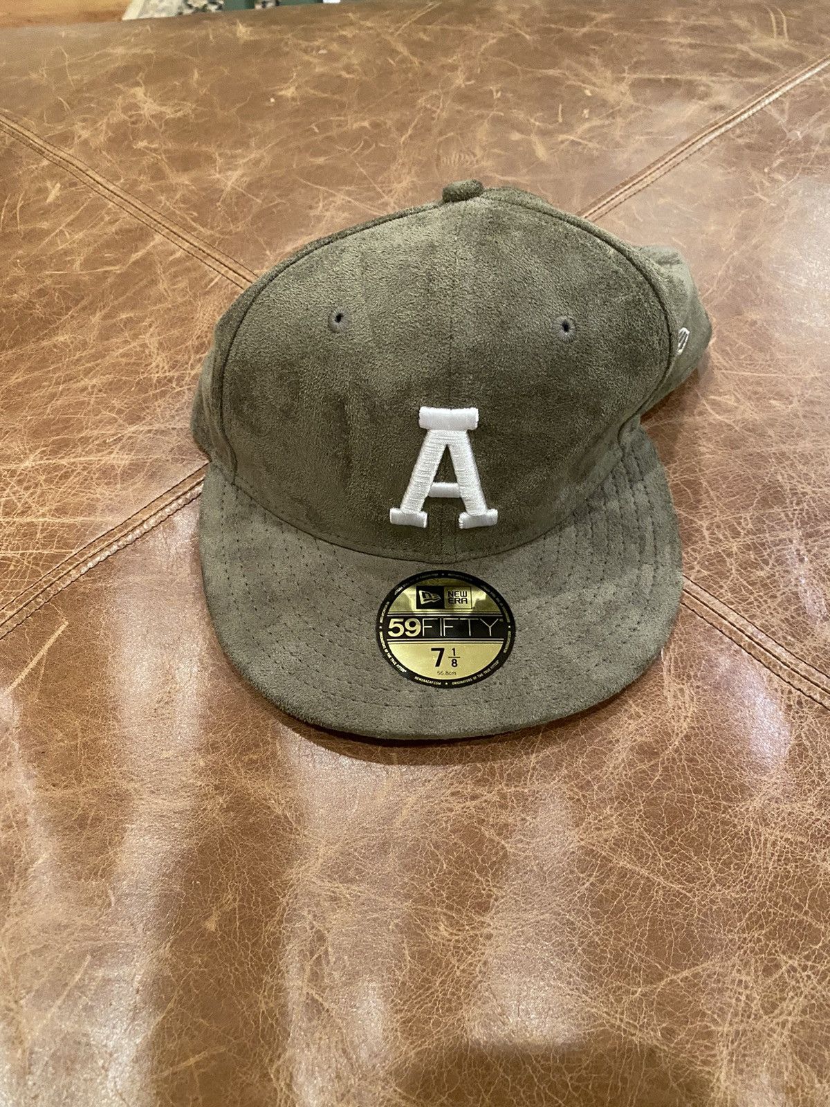 Kith × New Era Kith x New Era Aspen 7 1/8 Olive Green Suede Fitted | Grailed