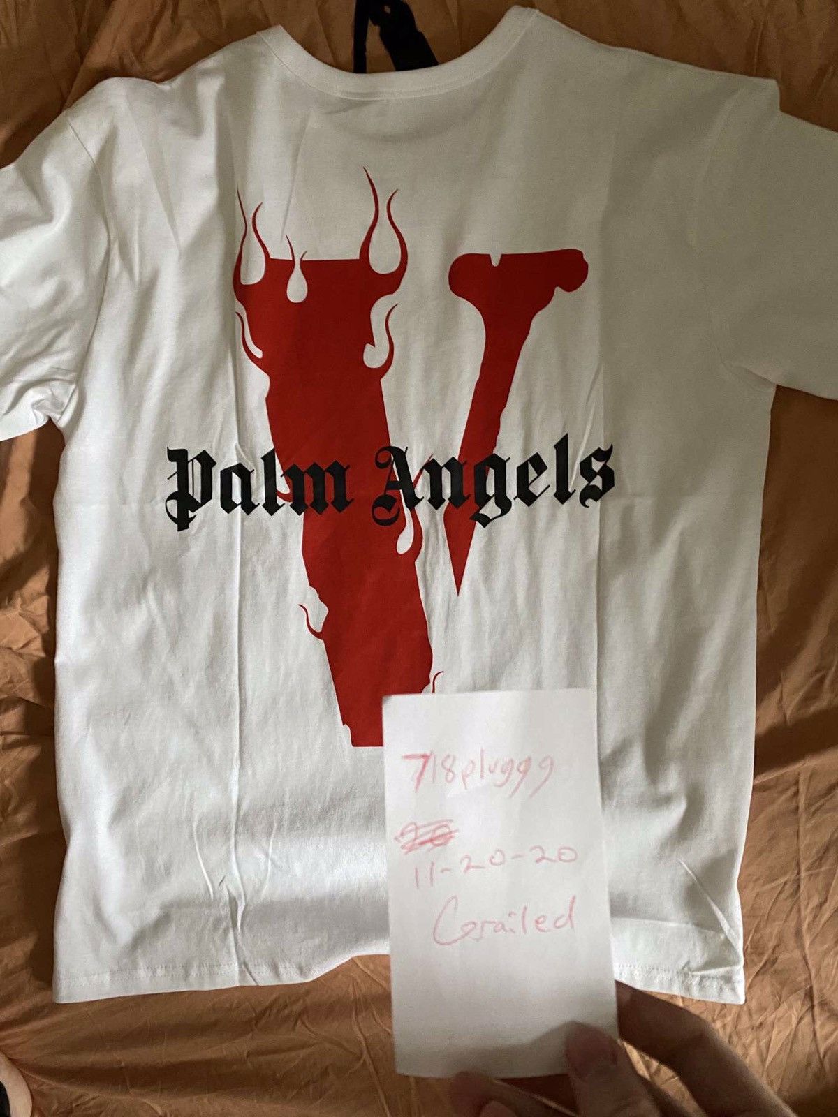 vlone x palm angels white tee