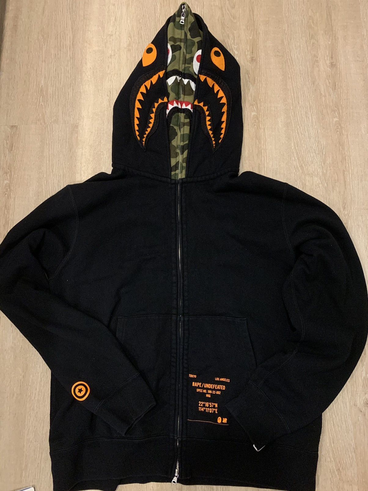 Bape Undefeated Bape x Undefeated Double Shark Hoodie Grailed