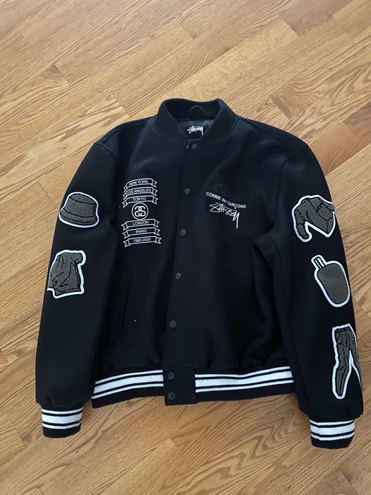 Stussy Stussy x CDG 40th anniversary Varsity Jacket | Grailed