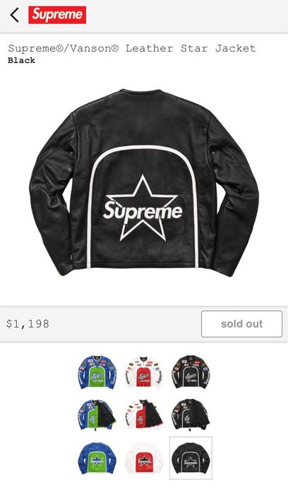 Supreme 2017 SS Supreme Vanson Leather Star Jacket