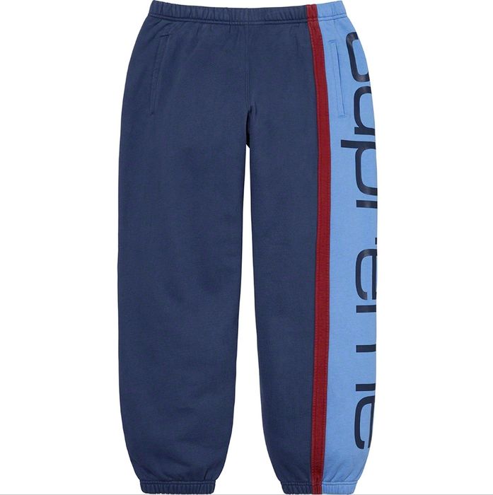 Supreme Supreme Big Logo Paneled Sweatpant Navy, Small | Grailed