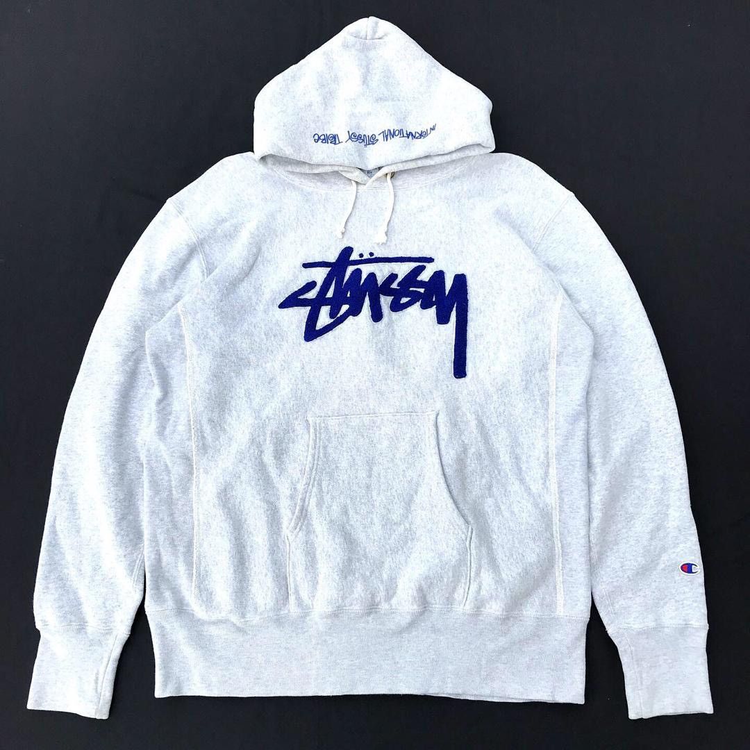 Vintage Stussy X Champion Reverse Weave Big Logo Hoodie #2408-72 | Grailed