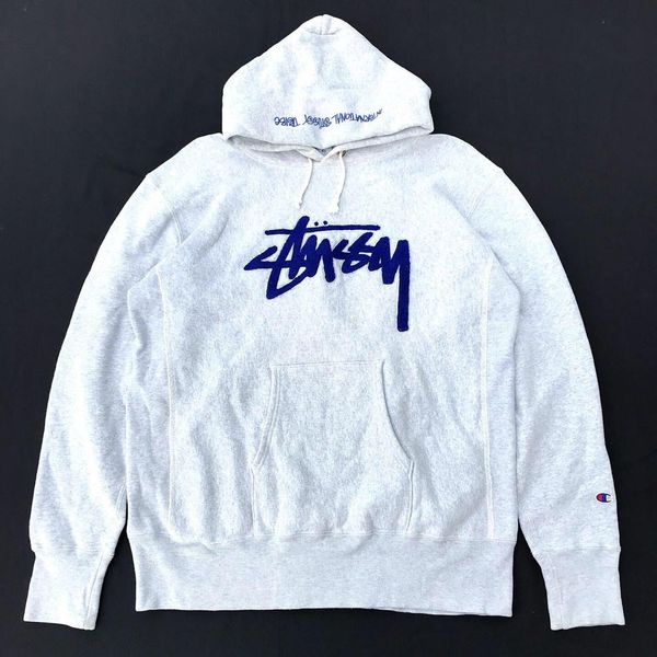 Vintage Stussy X Champion Reverse Weave Big Logo Hoodie #2408-72