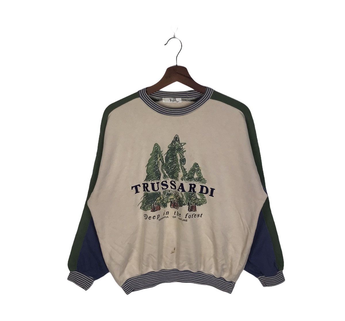 Vintage Trussardi Sweatshirts Big Logo Spellout Embroidery