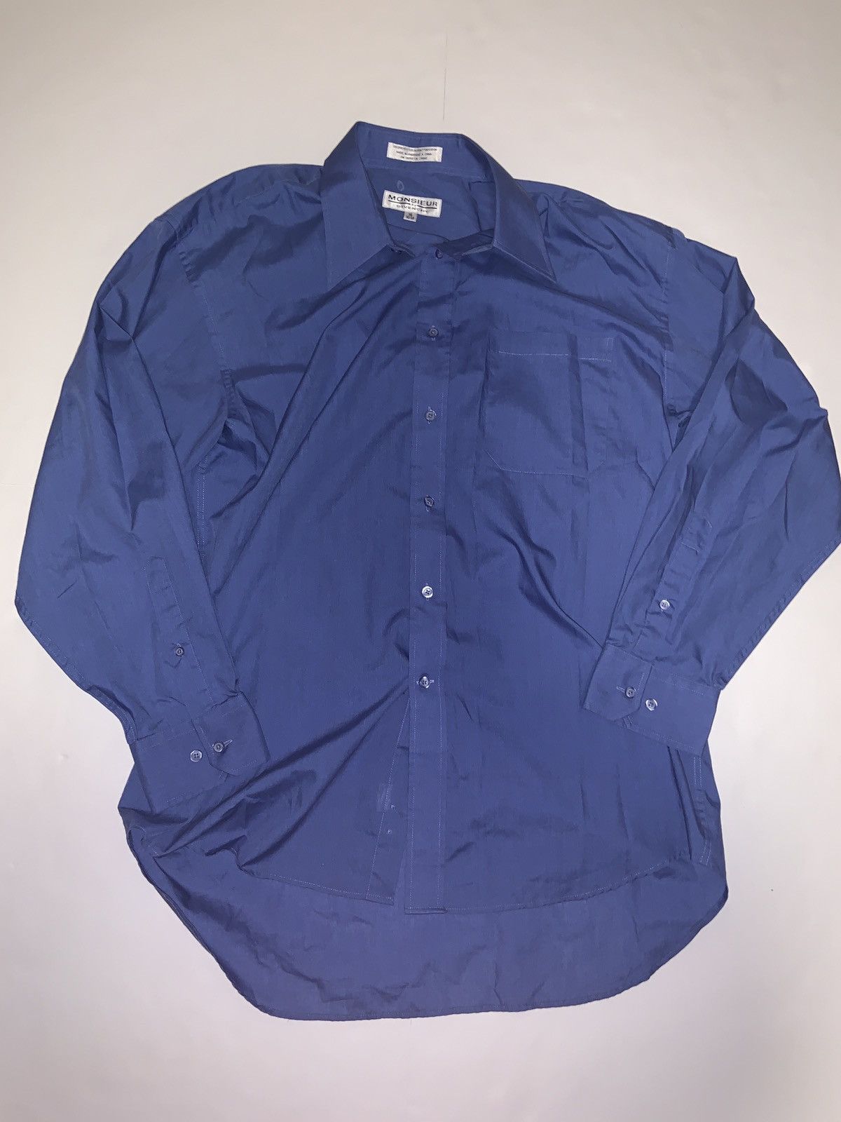 Monsieur GIVENCHY Men 17.5 | 34/35 Blue Stripe Long Sleeve