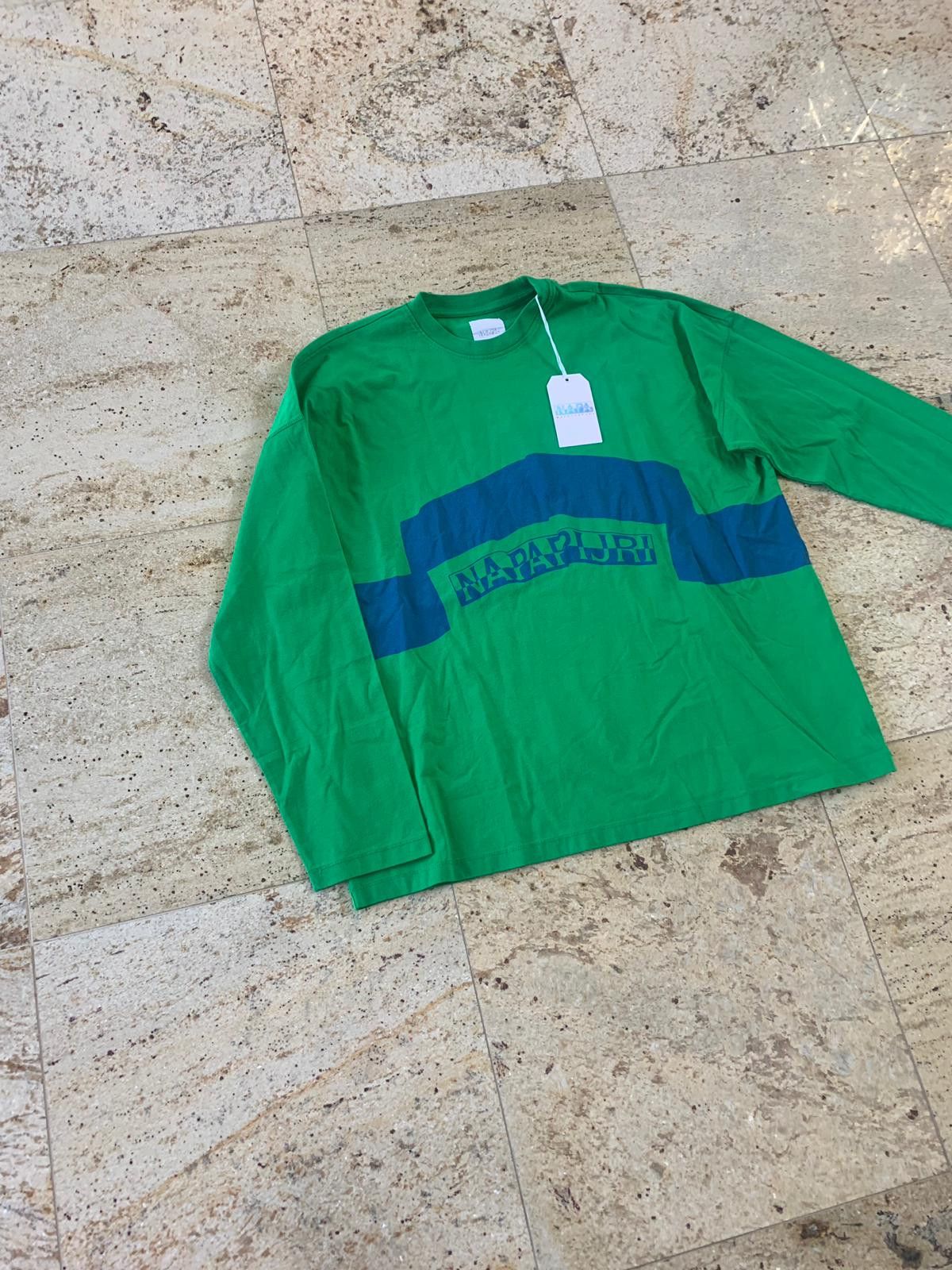 Napapijri Logo Tee, LS in Green & Blue Size US M / EU 48-50 / 2 - 4 Thumbnail