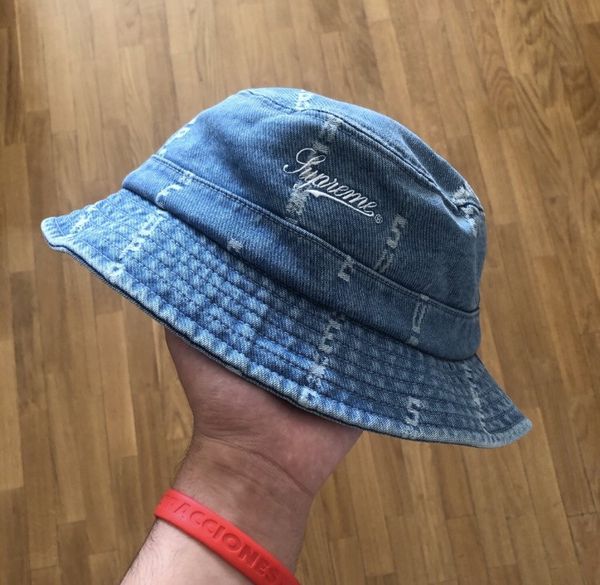 Supreme Supreme logo stripe jacquard denim crusher | Grailed