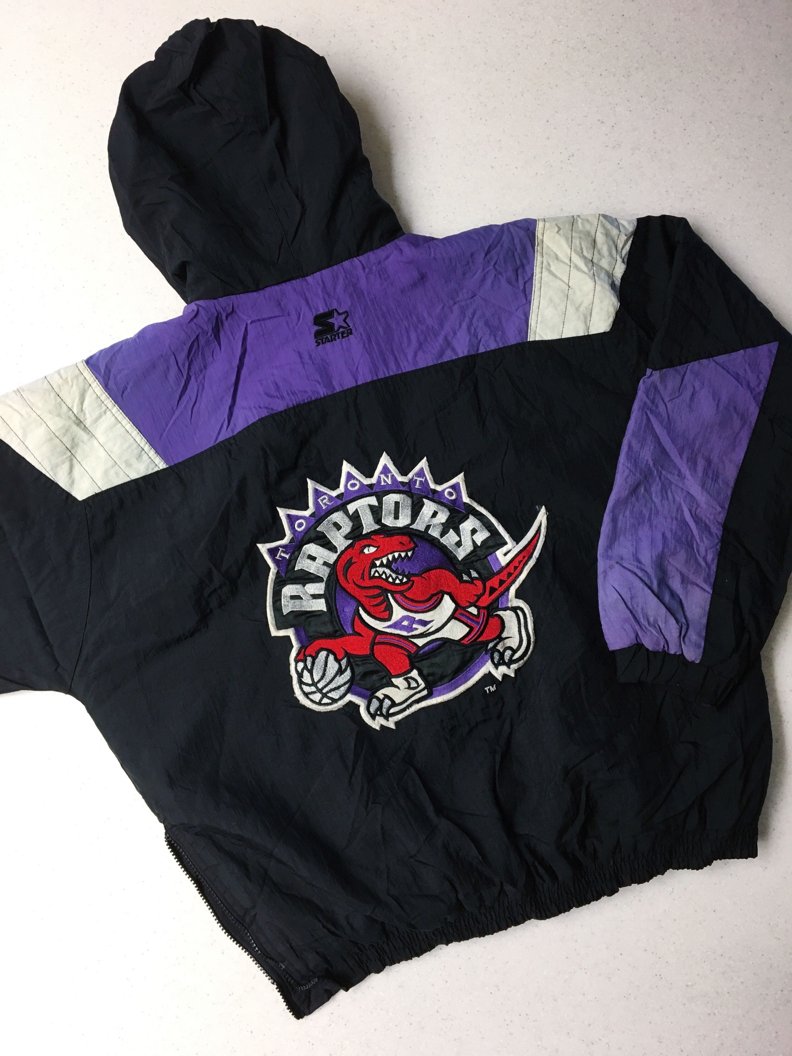 RARE! VINTAGE NBA Toronto Raptors Starter 1/4 Zip Pullover Jacket Parka  Size XL $250.00 - PicClick