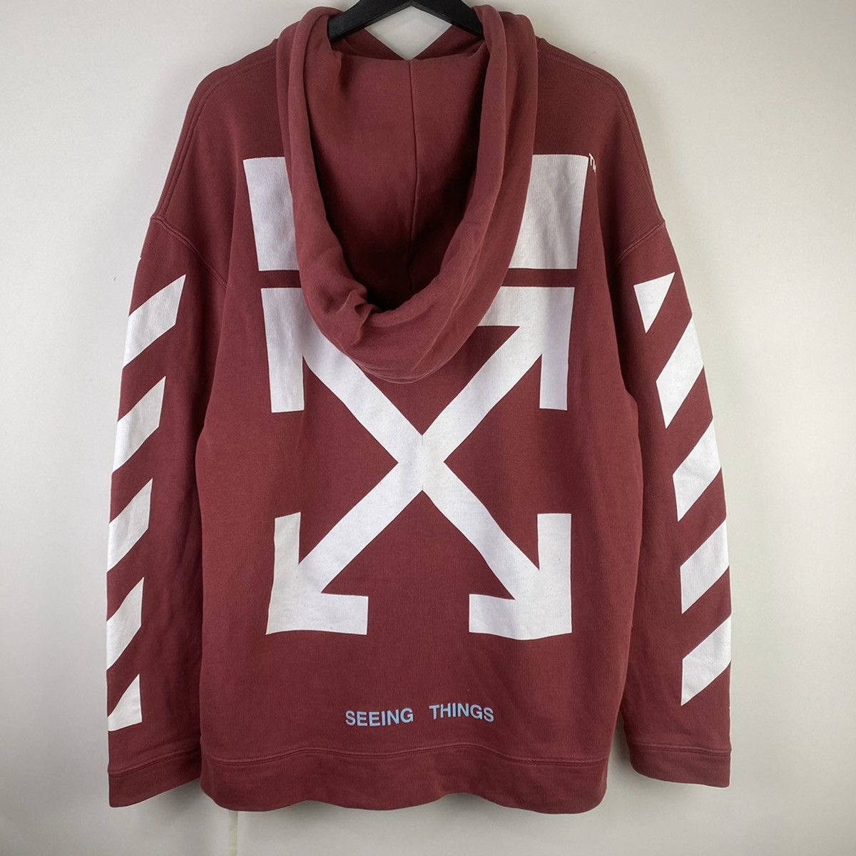 Off-White Off-White Burgundy Arrows Printed Hoodie Size US XXS / EU 40 - 1 Thumbnail