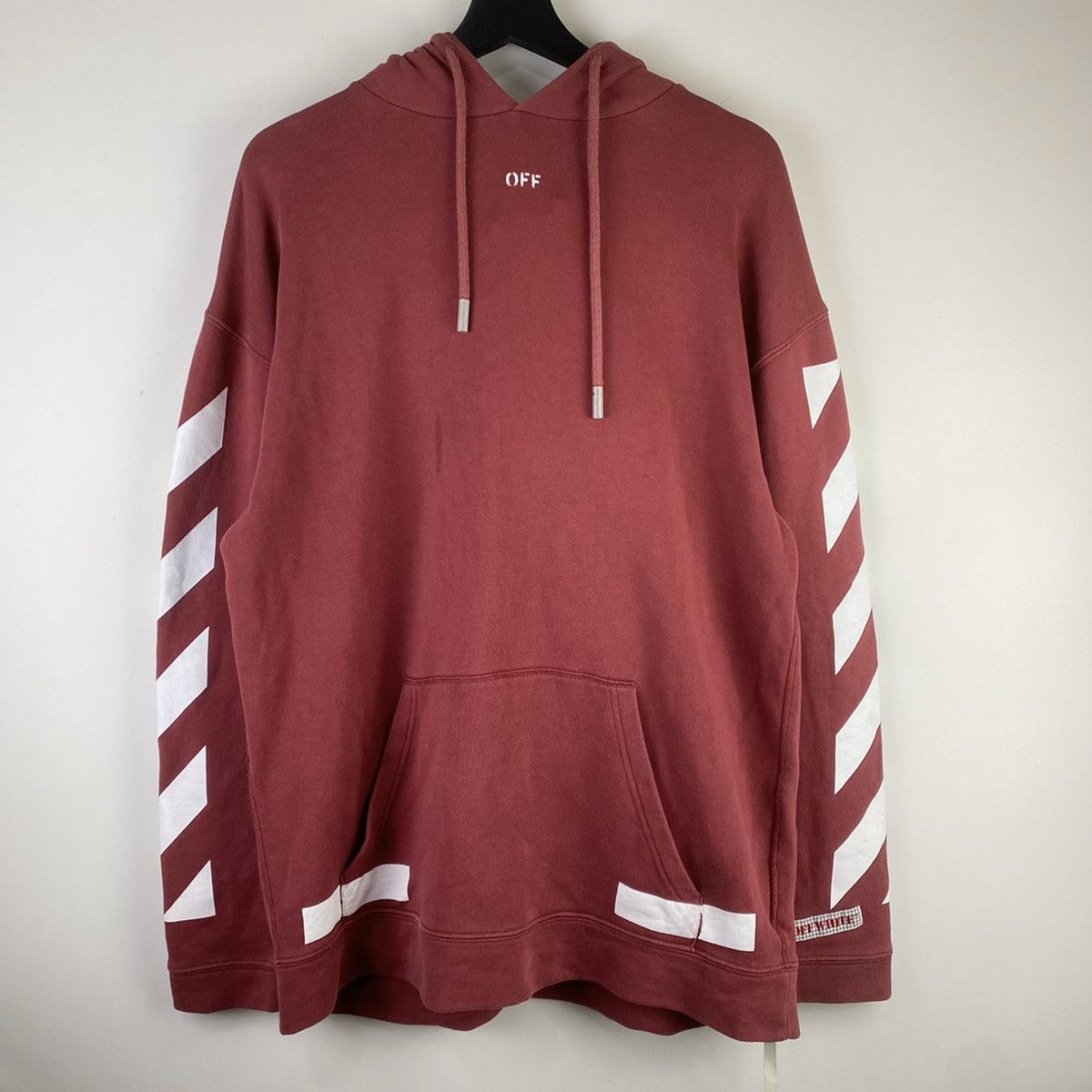 Off-White Off-White Burgundy Arrows Printed Hoodie Size US XXS / EU 40 - 2 Thumbnail