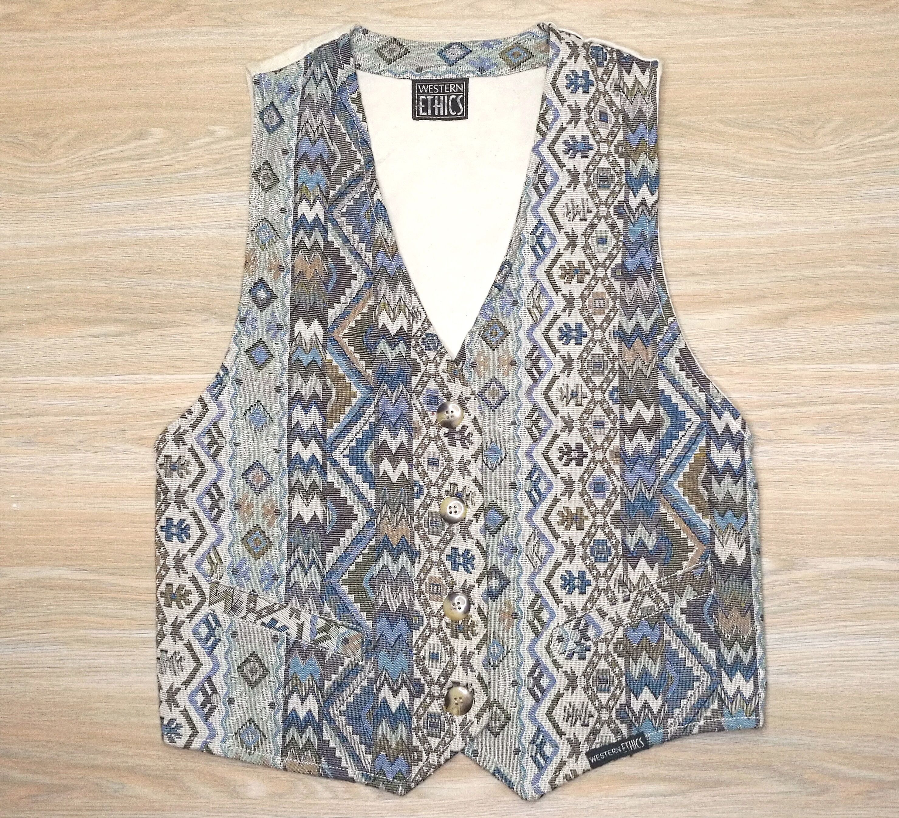 Vintage Western Ethics Navajo stripes vest