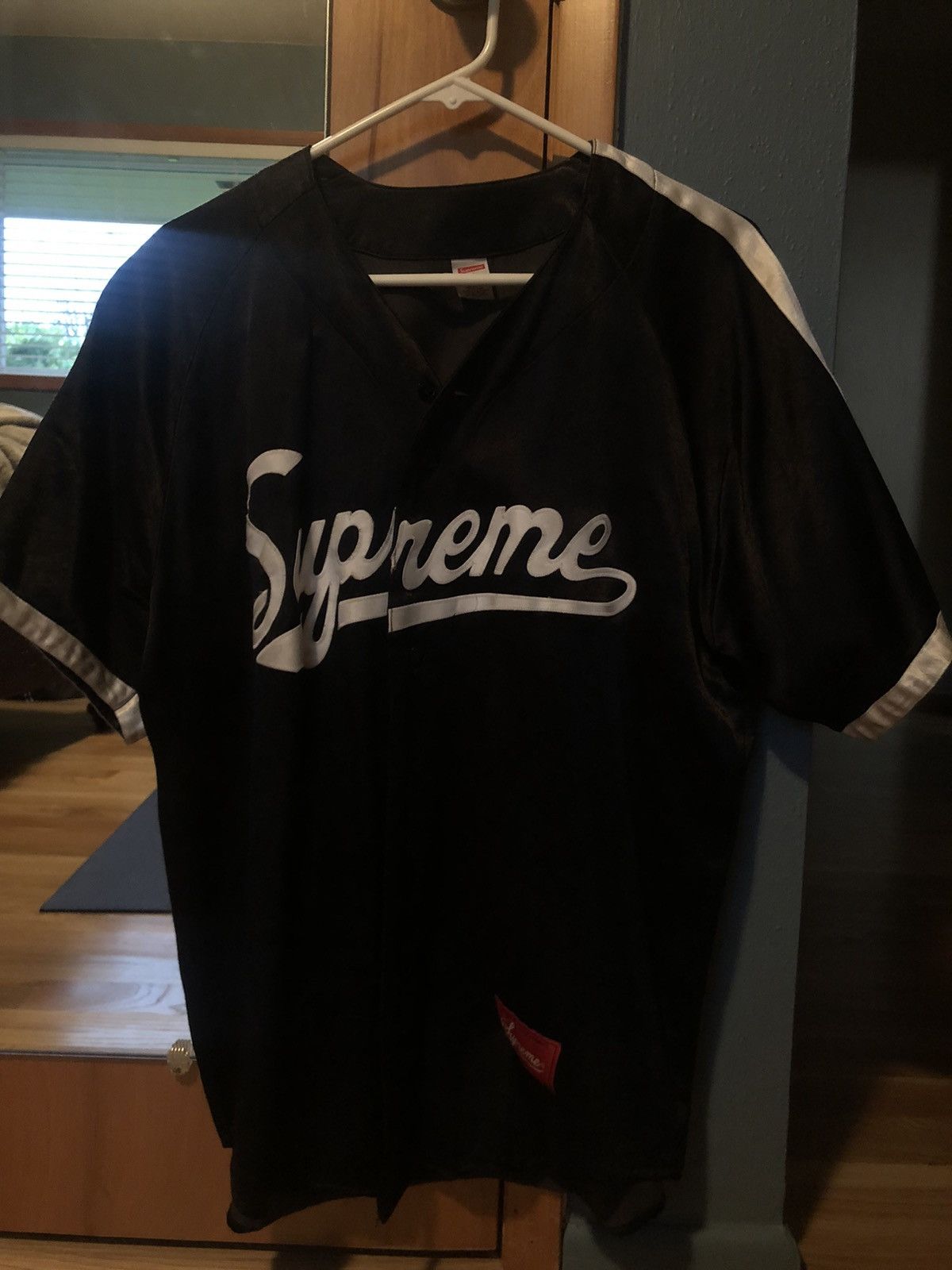 Supreme Supreme Satin Baseball Jersey Black Justin Bieber SS17