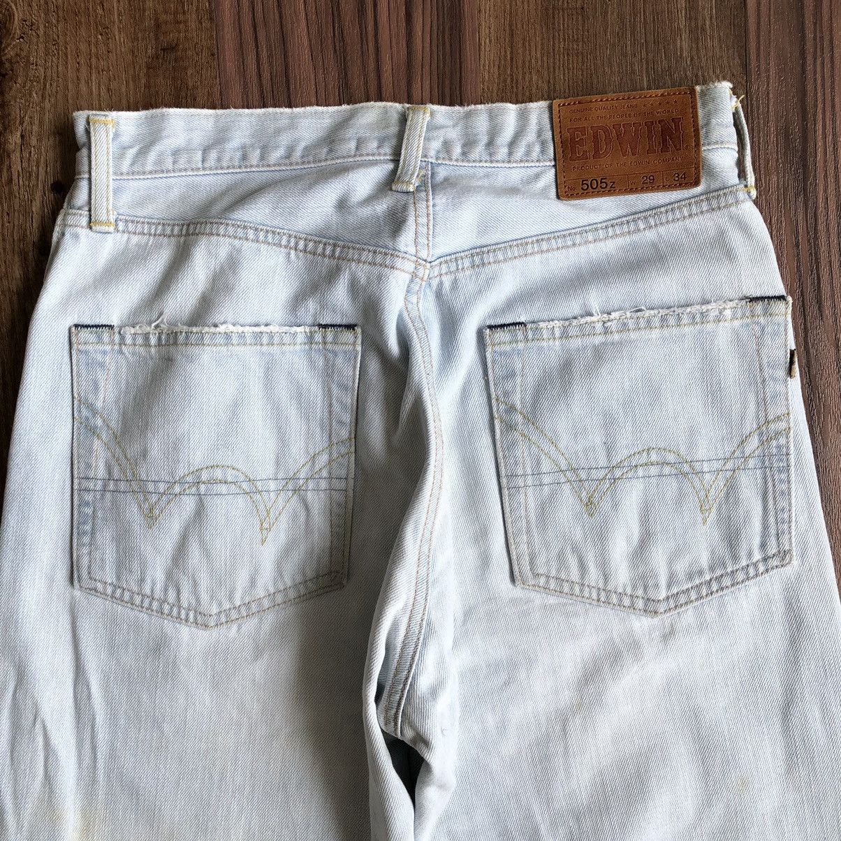 Edwin × Vintage Edwin 505z Distressed Selvedeg Denim Jeans Size US 30 / EU 46 - 6 Thumbnail