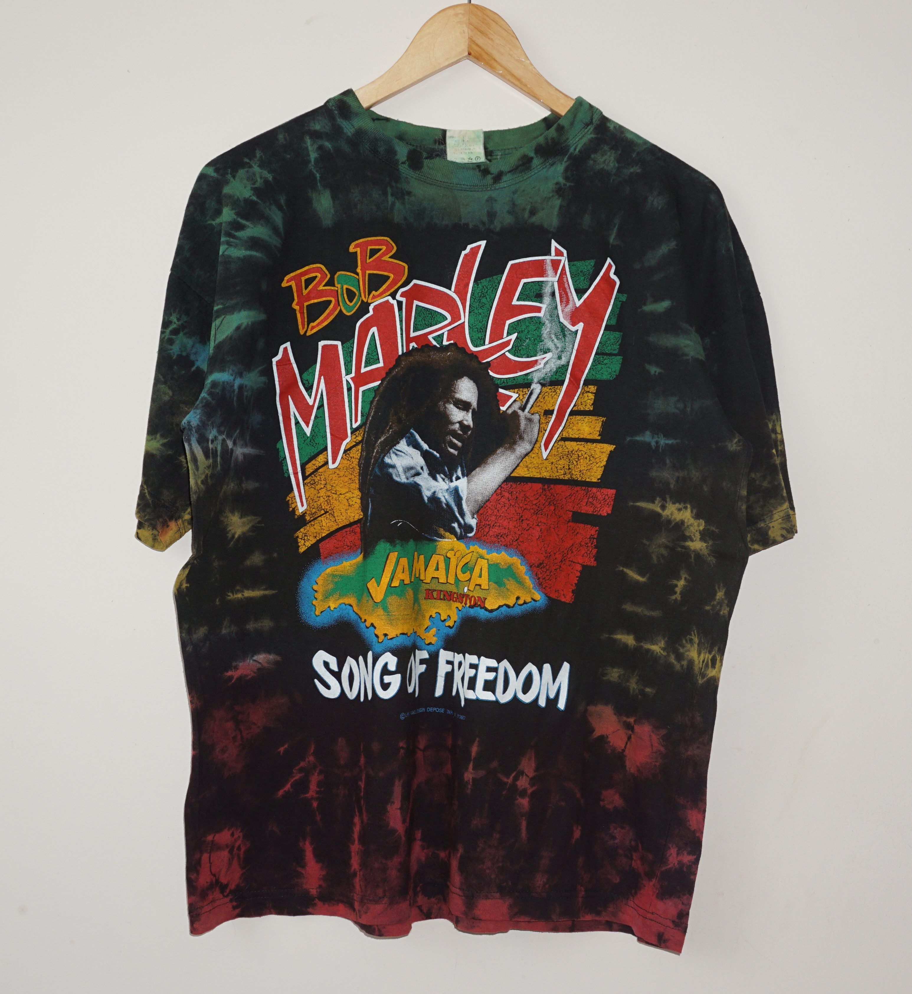 Bob Marley × Vintage Bob Marley Tie Dye Vintage Song of Freedom Tshirt Size US XL / EU 56 / 4 - 1 Thumbnail