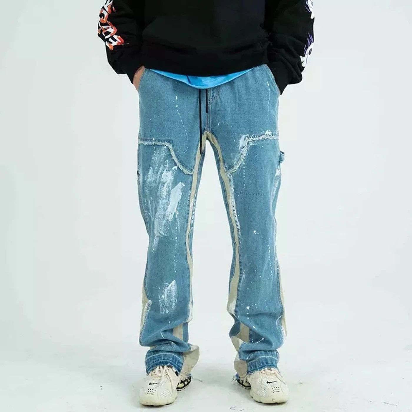 Vintage Denim Paint Splatter Flare Detail Pants Size US 30 / EU 46 - 3 Thumbnail