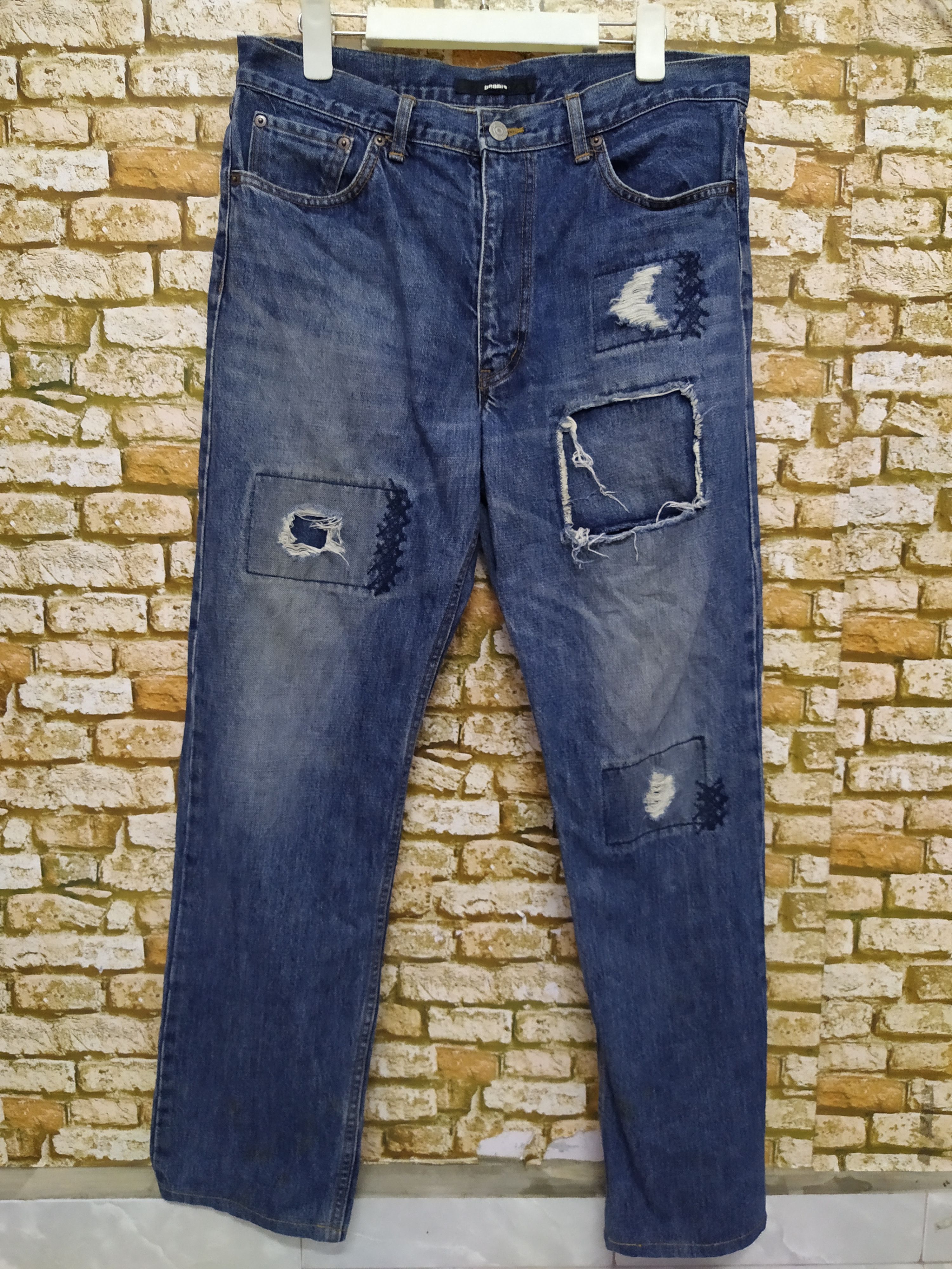 Beams Plus BEAMS JAPAN DENIM DISTRESSED PATCHWORK (B723) W34 Size US 34 / EU 50 - 1 Thumbnail