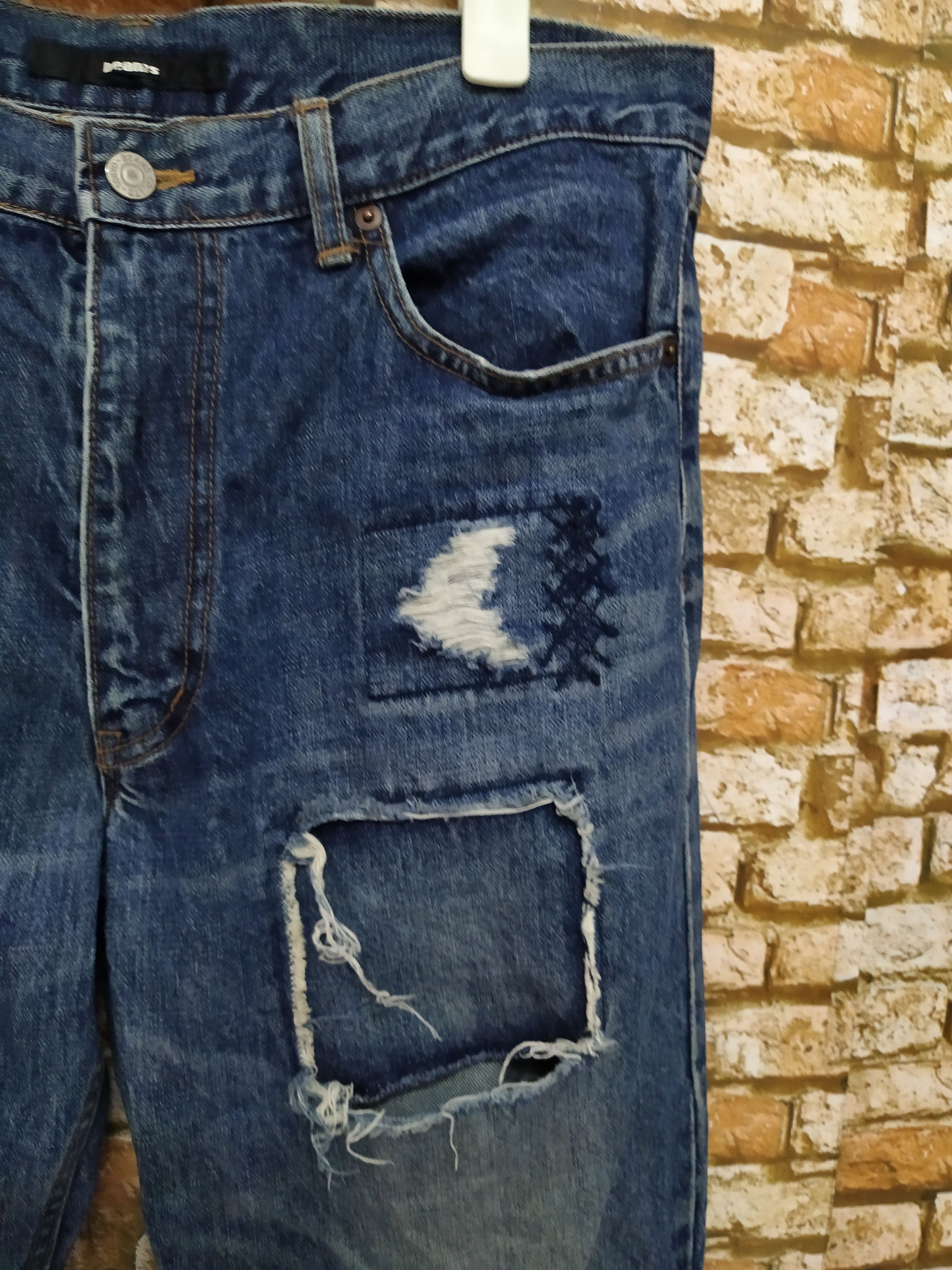 Beams Plus BEAMS JAPAN DENIM DISTRESSED PATCHWORK (B723) W34 Size US 34 / EU 50 - 3 Thumbnail