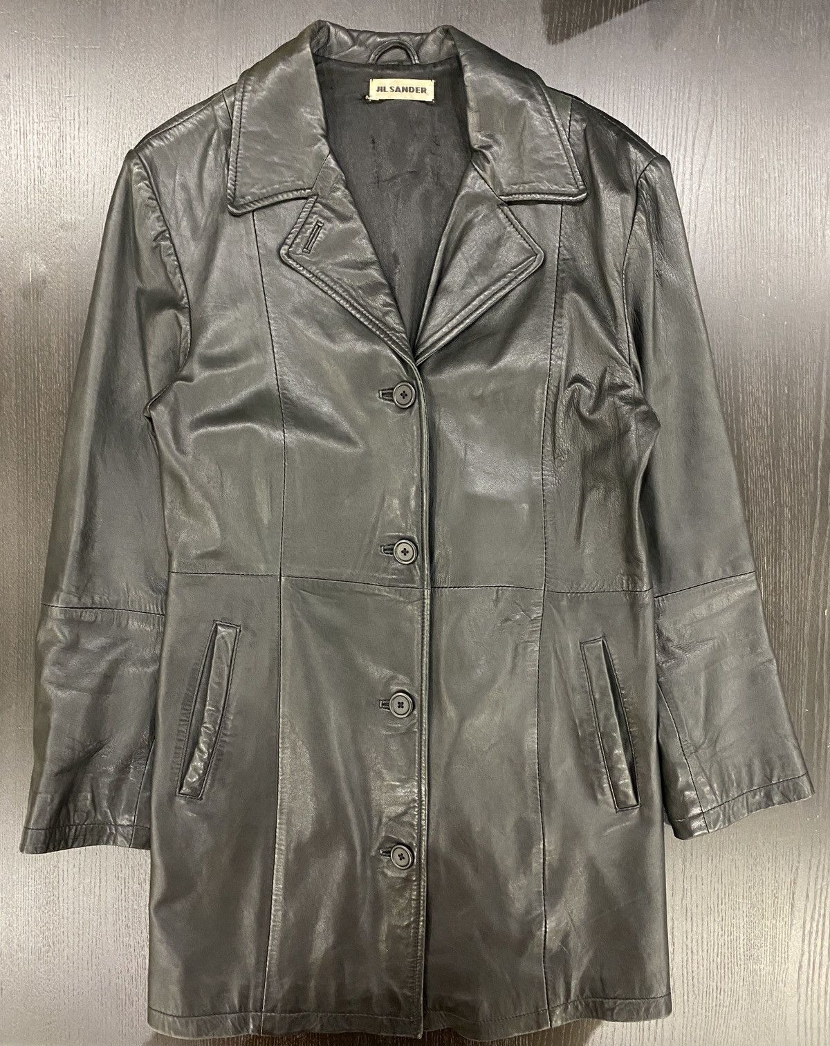 image of Jil Sander By Raf Simons Leather Cut Coat Fw11 in Black, Men's (Size Small)