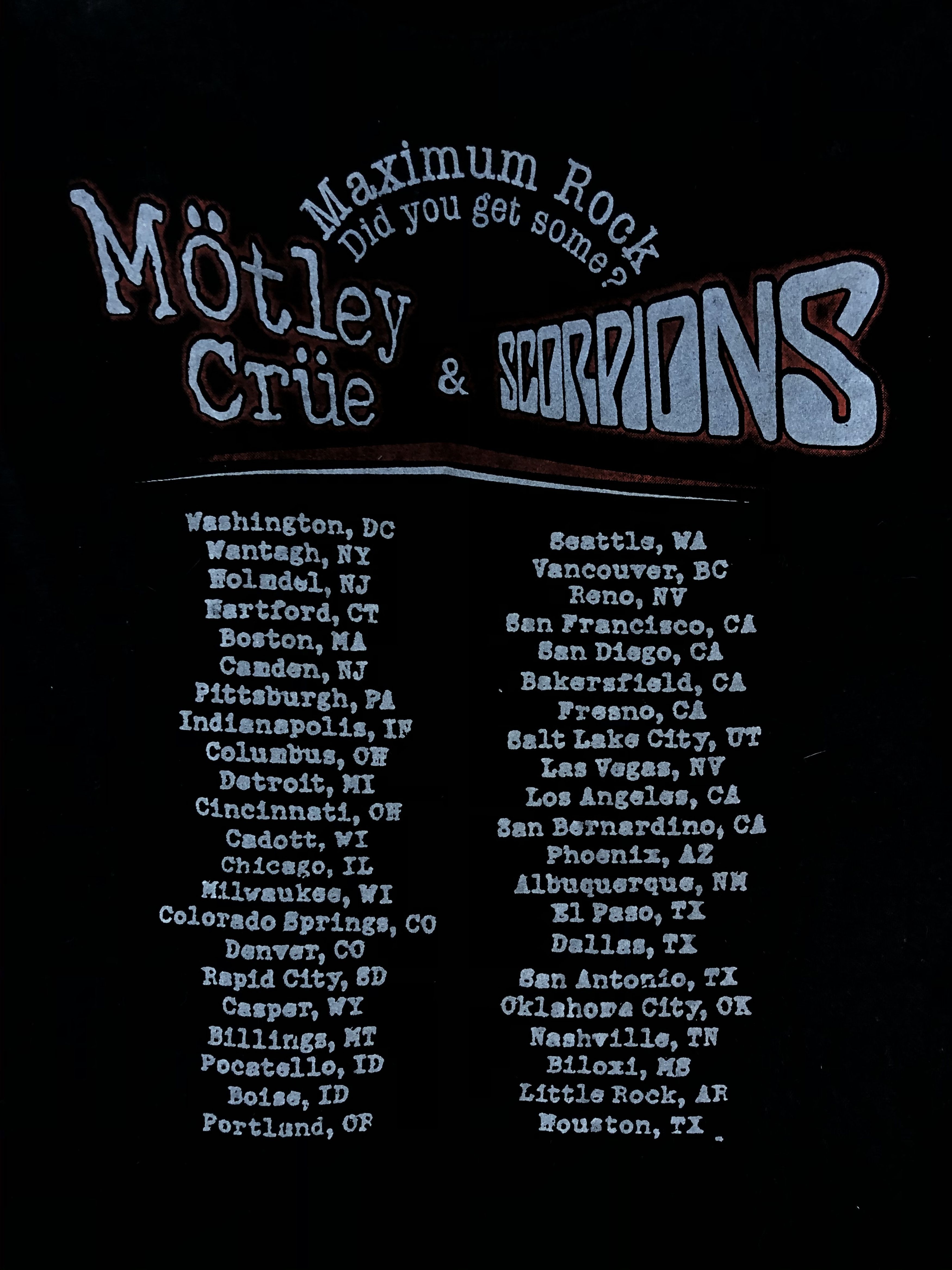 Band Tees Vintage Motley Crue x Scorpions (Guns N' Roses) Size US M / EU 48-50 / 2 - 7 Thumbnail