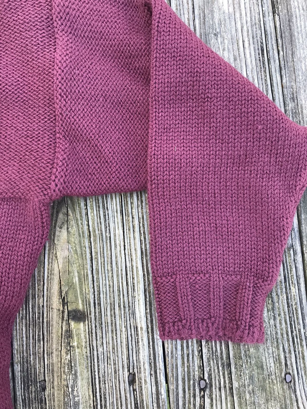 Maroon Crewneck Sweater with Single Cable Knot Knit