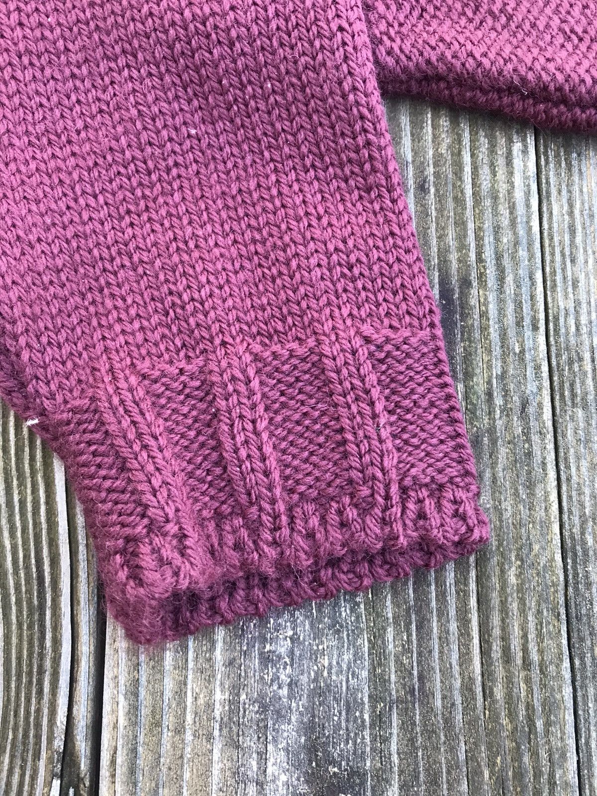 Maroon Crewneck Sweater with Single Cable Knot Knit