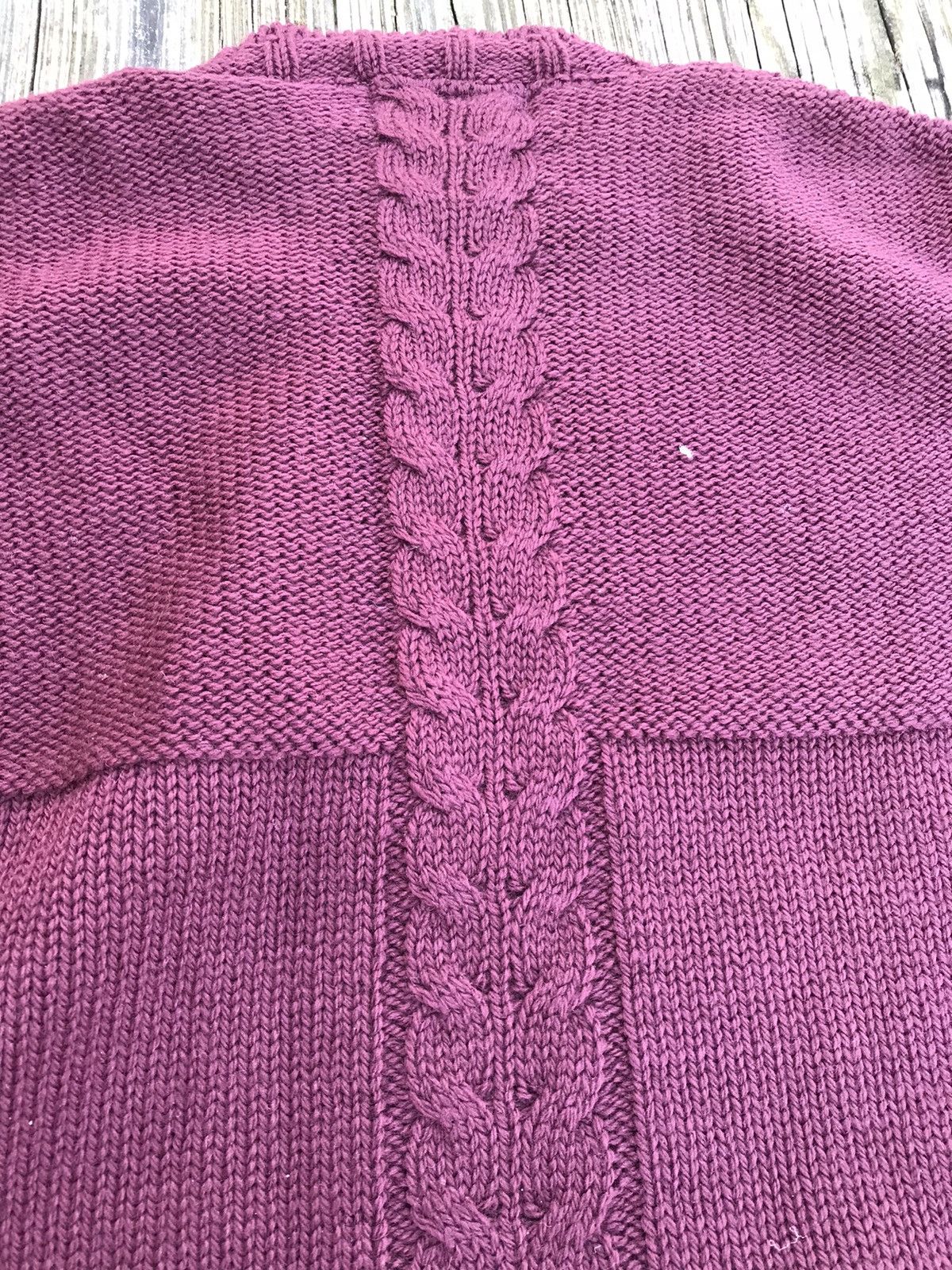 Maroon Crewneck Sweater with Single Cable Knot Knit
