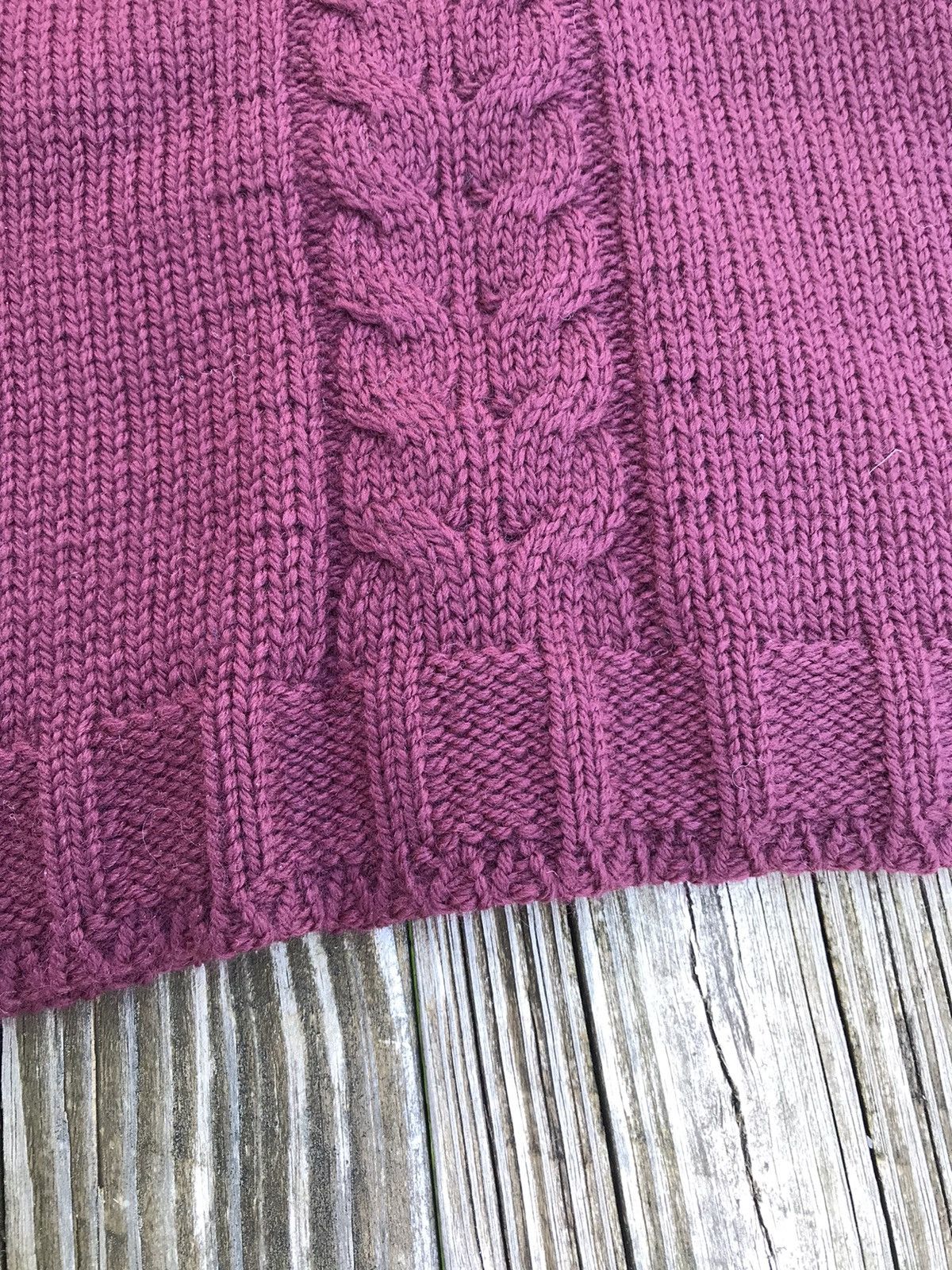 Maroon Crewneck Sweater with Single Cable Knot Knit
