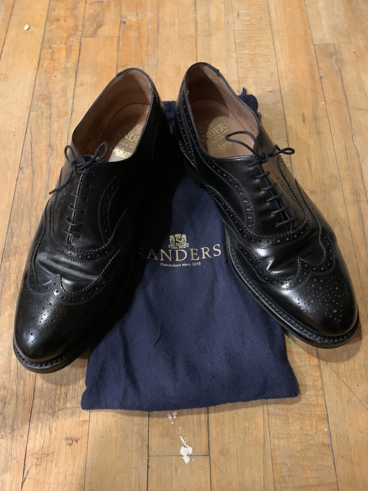 Sanders Sanders “Oslo” Black Brogues/Derbys Made in England Size US 11.5 / EU 44-45 - 1 Thumbnail