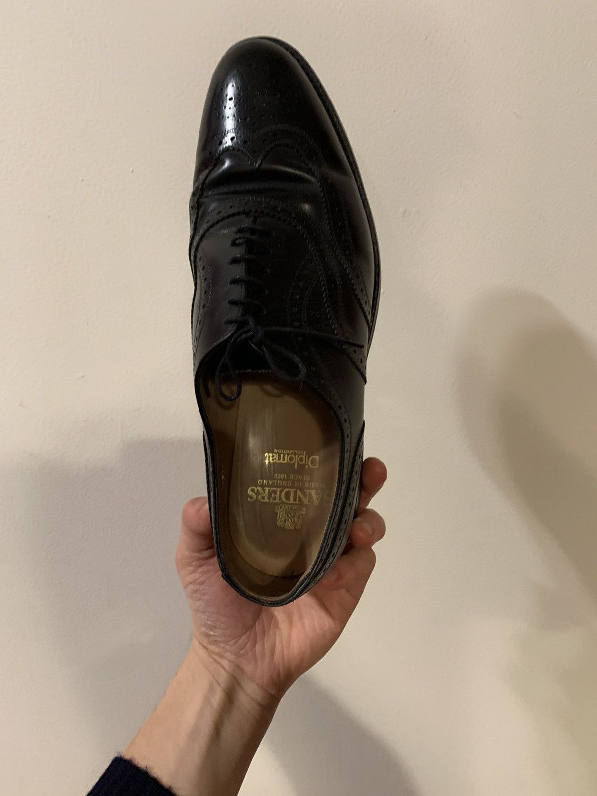 Sanders Sanders “Oslo” Black Brogues/Derbys Made in England Size US 11.5 / EU 44-45 - 2 Thumbnail
