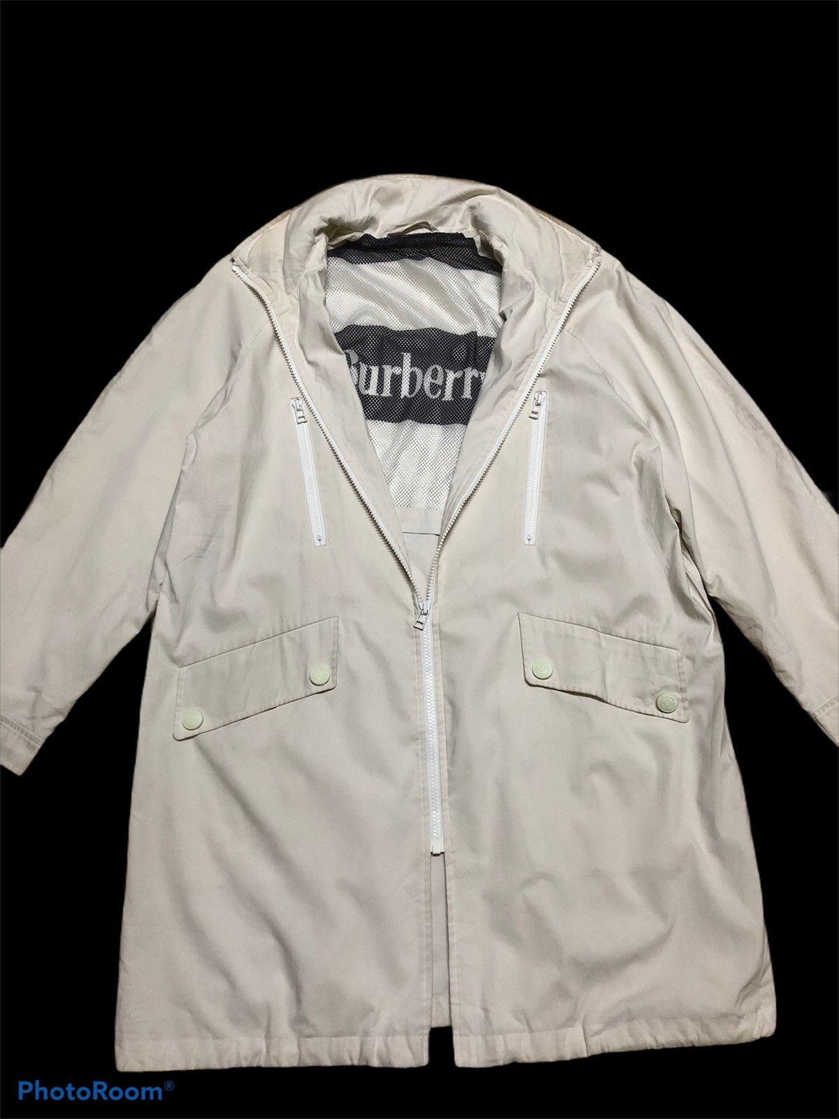 🔥Vintage 90's Burberry Zipper Trench Coat All White