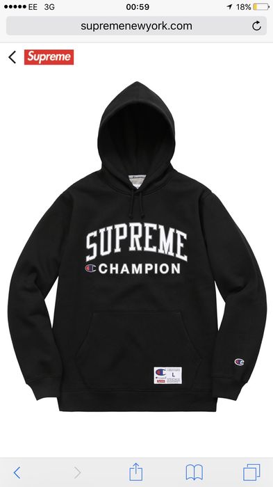 Supreme Supreme X Champion Black Hoodie SS17 Grailed