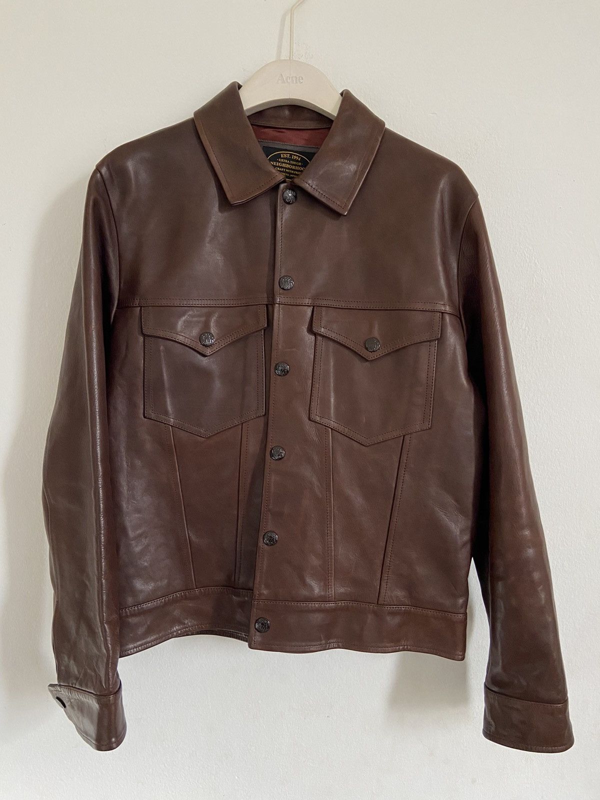Horsehide leather stockman trucker jacket