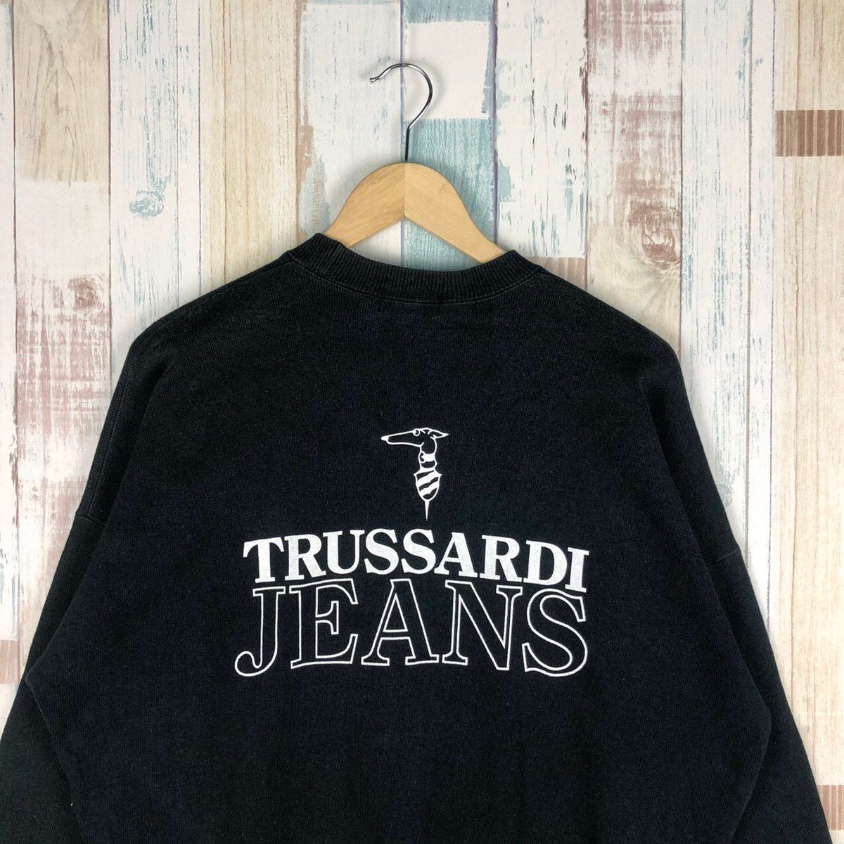 Trussardi × Vintage Vintage Trussardi Jeans Big Logo Sweatshirt Size US L / EU 52-54 / 3 - 3 Thumbnail