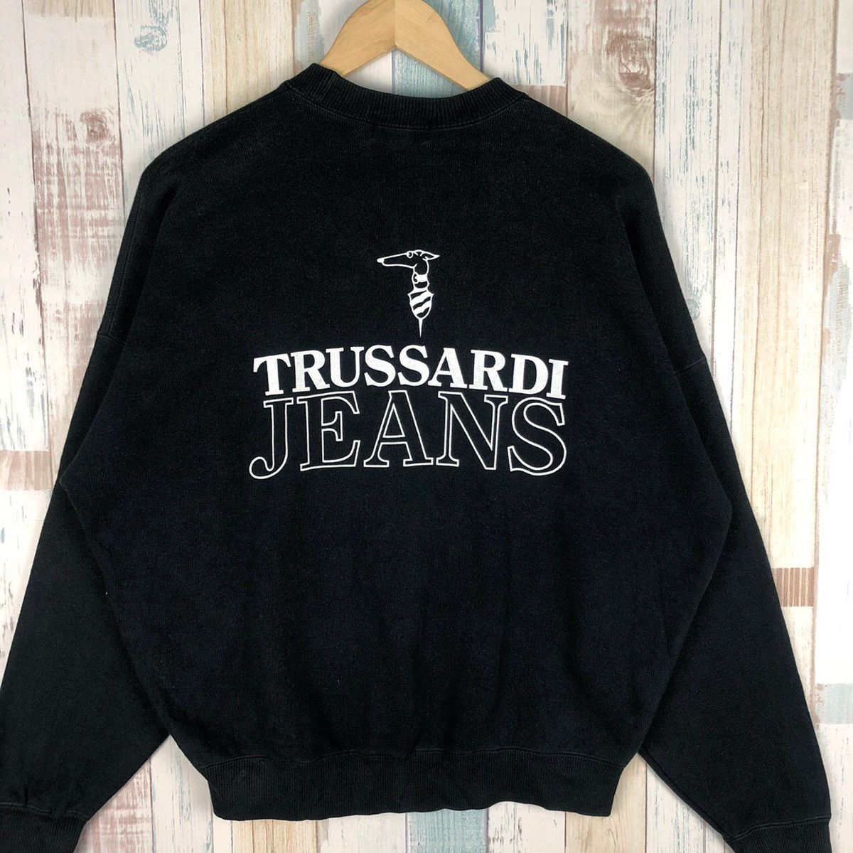 Trussardi × Vintage Vintage Trussardi Jeans Big Logo Sweatshirt Size US L / EU 52-54 / 3 - 4 Thumbnail