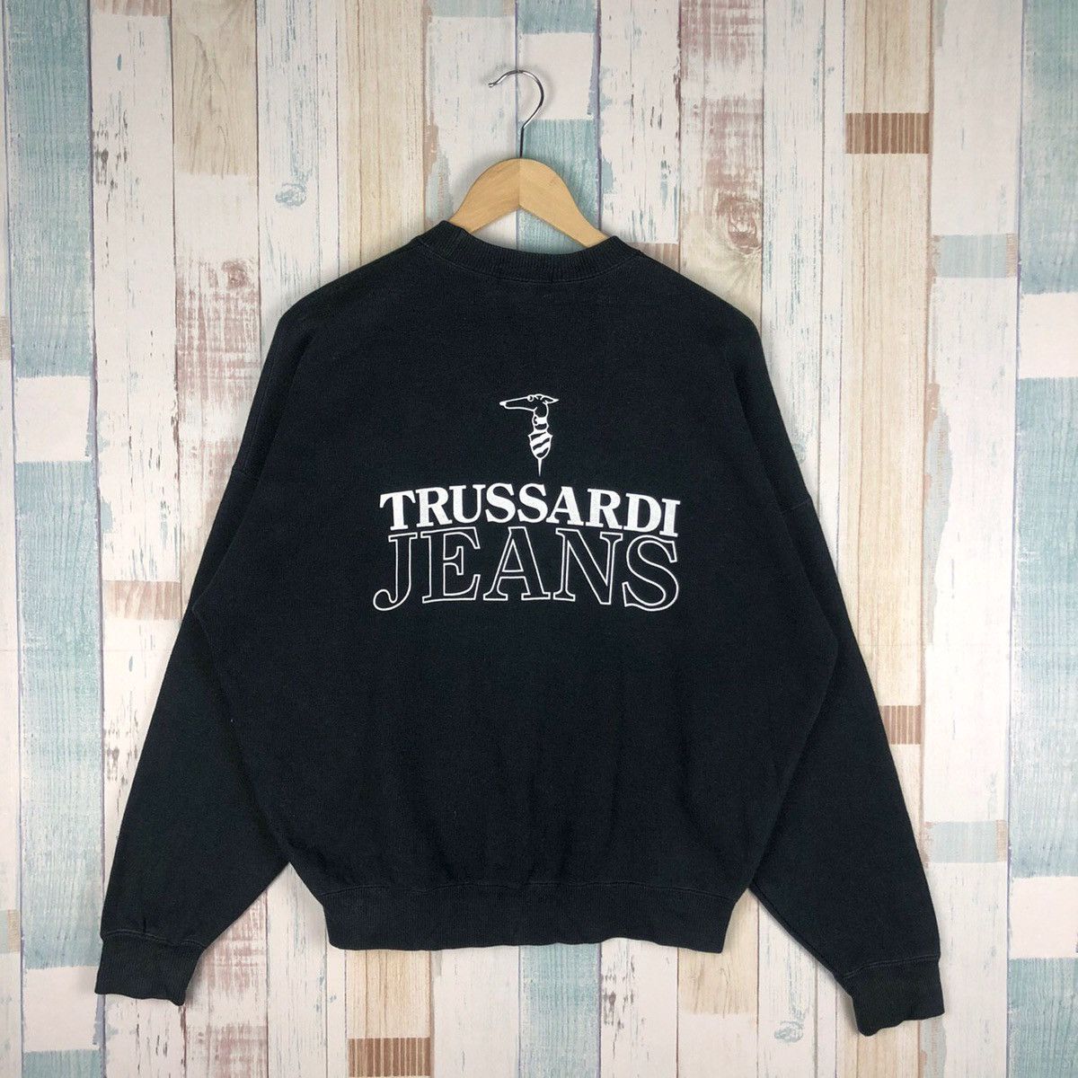 Trussardi × Vintage Vintage Trussardi Jeans Big Logo Sweatshirt Size US L / EU 52-54 / 3 - 1 Thumbnail
