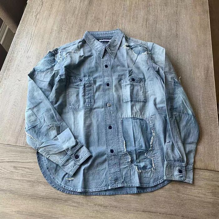 Neighborhood SAVAGE CHAMBRAY / C-SHIRT LS INDIGO - SIZE M | Grailed