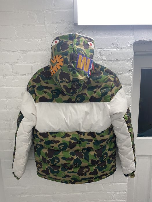 BAPE X adidas ABC Camo Firebird Shark Puffer Jacket Green Men's