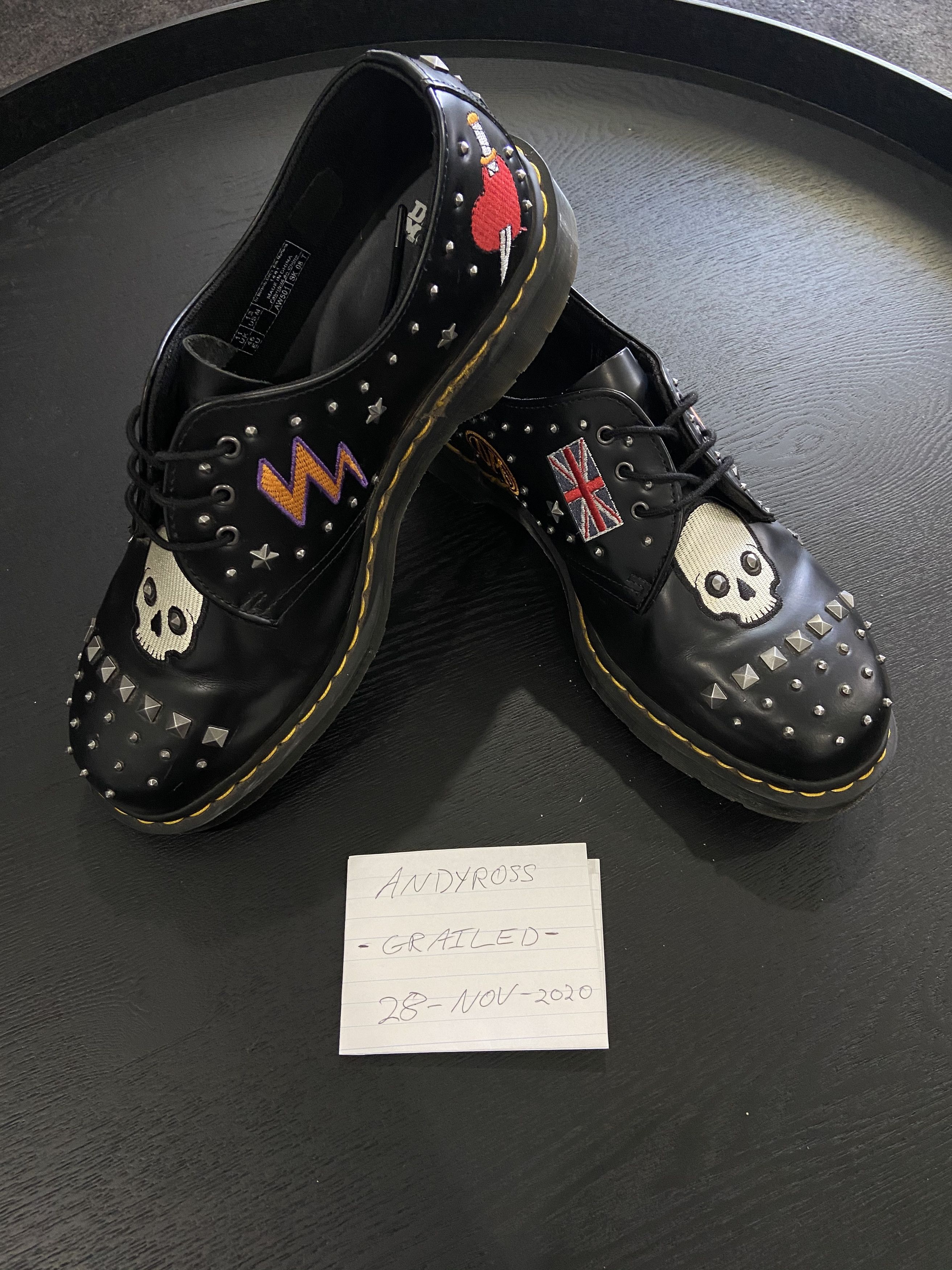 Dr. Martens 1461 Rock Roll 8 Eye Black Smooth Shoe Grailed