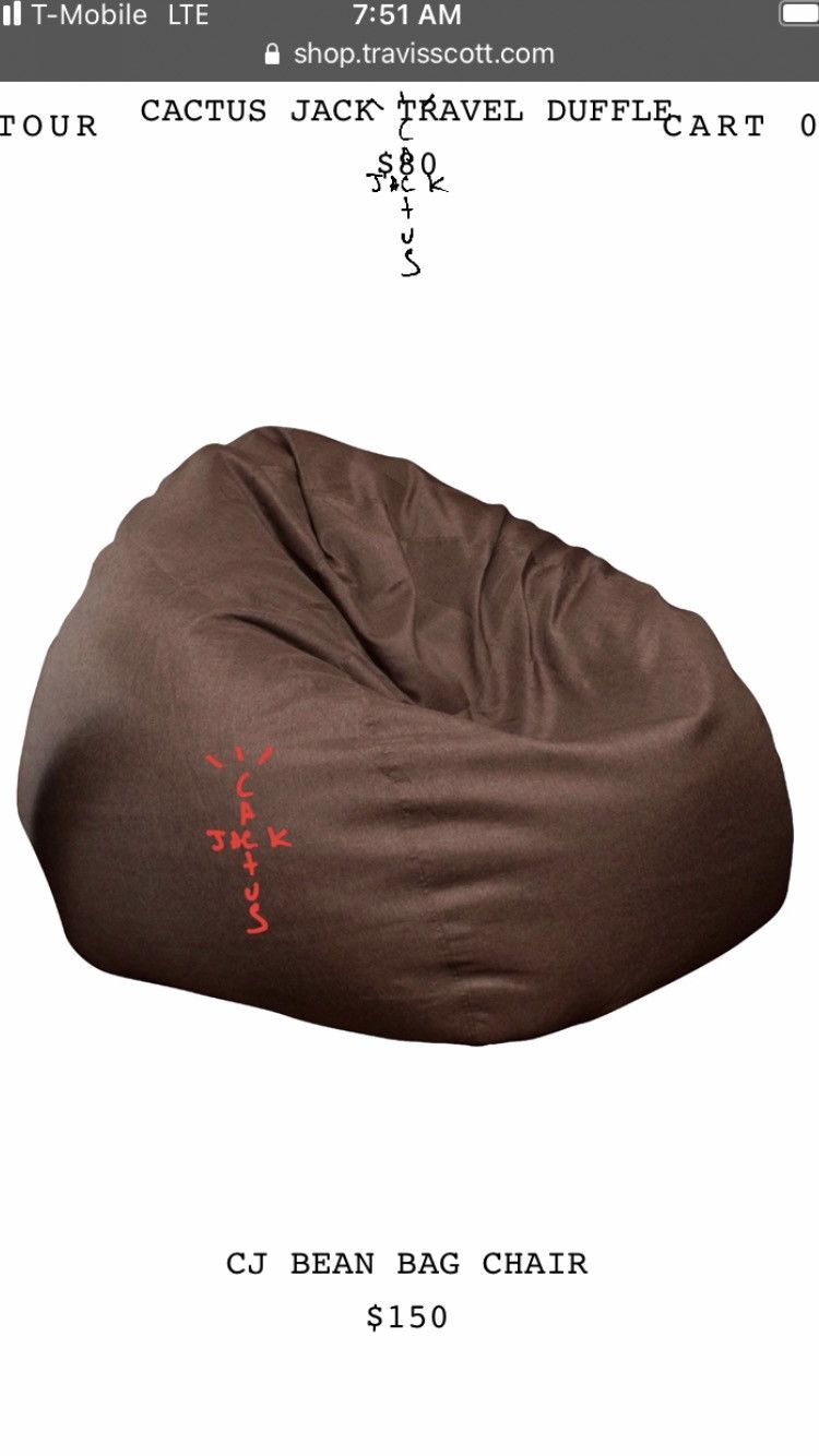 人気ショップ Travis CJ Scott travis CJ this Bean Bean bag chair ...