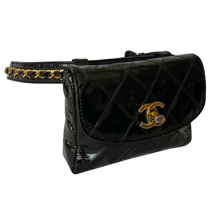Karl Lagerfeld CHANEL QUILTED PATENT LEATHER BELT BAG
