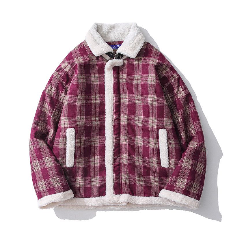 Vintage Red plaid lamb velvet jacket | Grailed