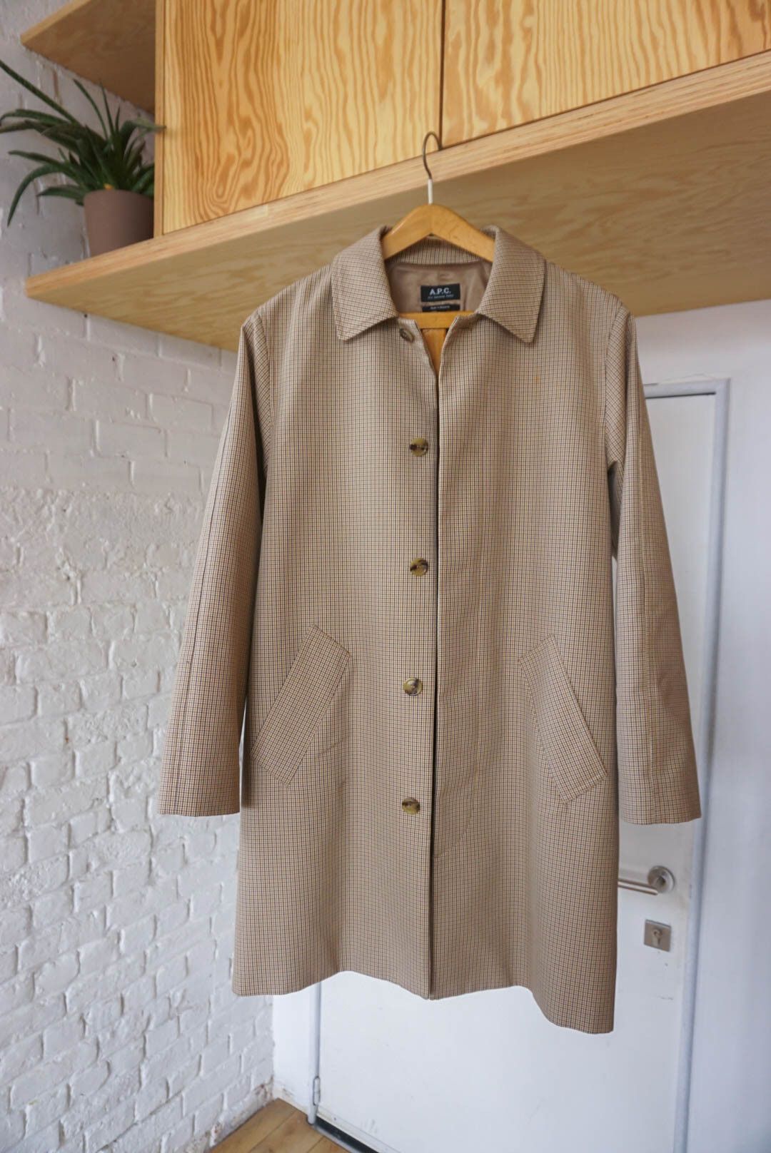 image of A P C Puppytooth Check Mac Coat, Men's (Size Small)