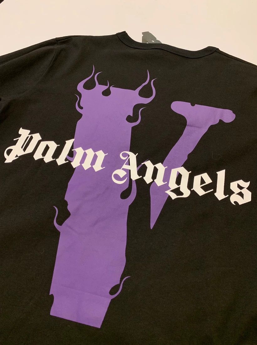 Vlone Palm Angels x Vlone Staple Tee / Flame Fire Purple Black | Grailed