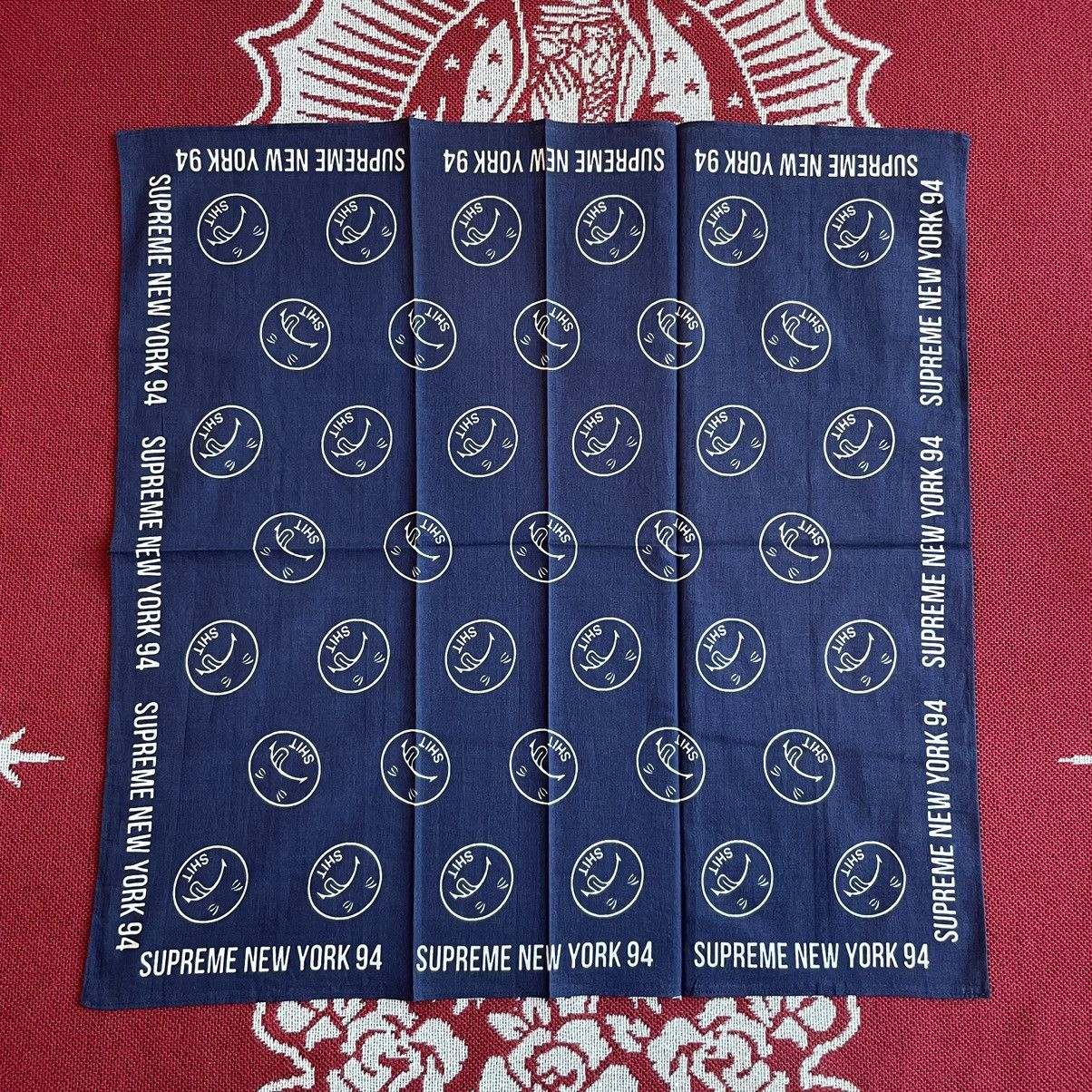 SUPREME バンダナ　SHIT ネイビー Supreme FW17 Supreme Shit Bandana Navy Face Mask Box Logo | Grailed