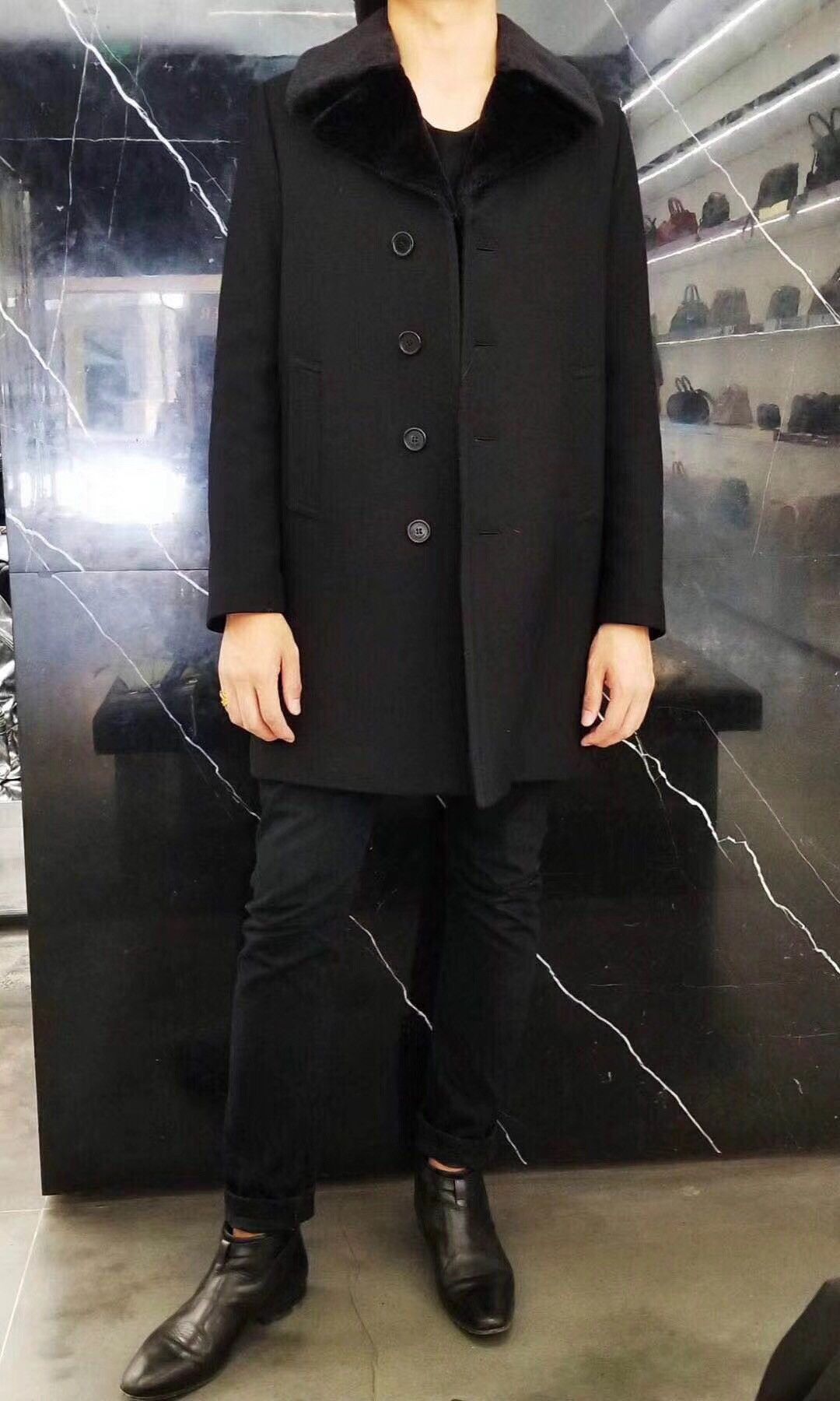 Hedi Slimane × Saint Laurent Paris 16FW Faux Fur Collar Coat Sz44 Size US S / EU 44-46 / 1 - 9 Thumbnail