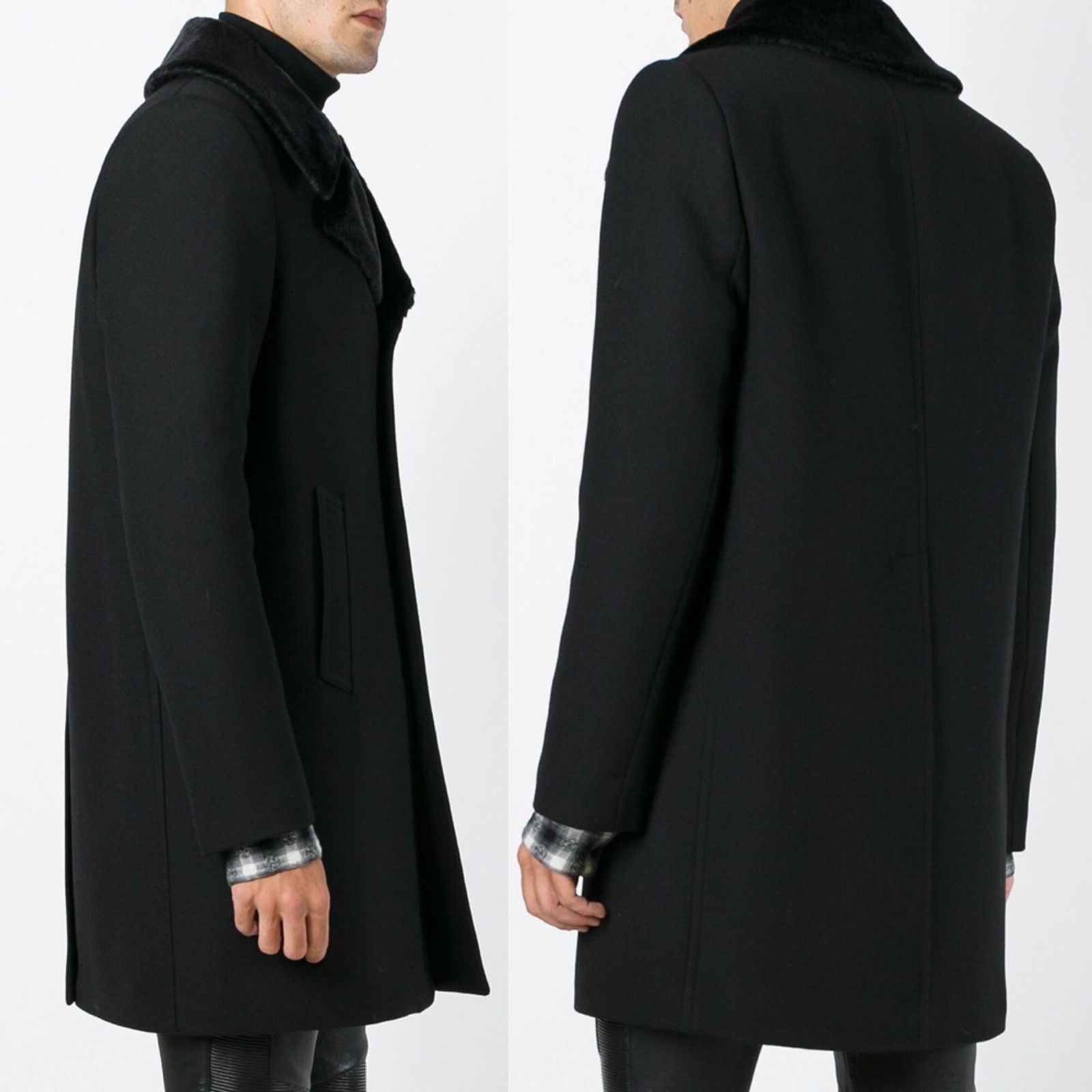 Hedi Slimane × Saint Laurent Paris 16FW Faux Fur Collar Coat Sz44 Size US S / EU 44-46 / 1 - 13 Thumbnail